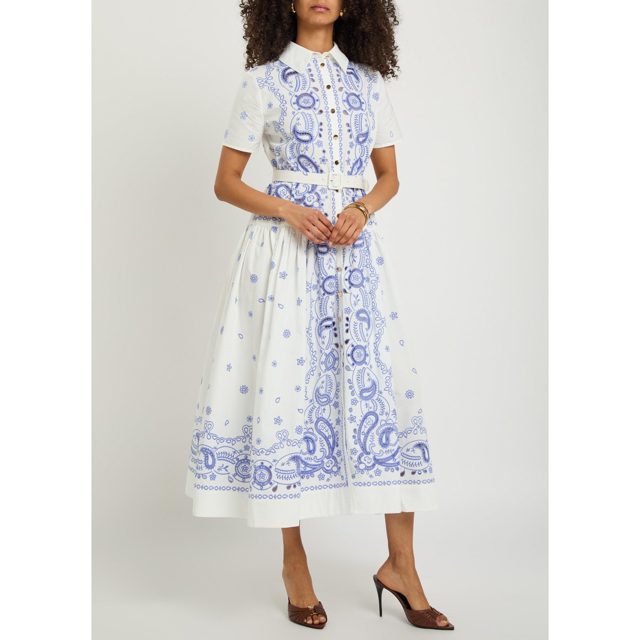 WHITE AND BLUE - Self Portrait - LD WHITE AND BLUE MIDI DRESS - 5