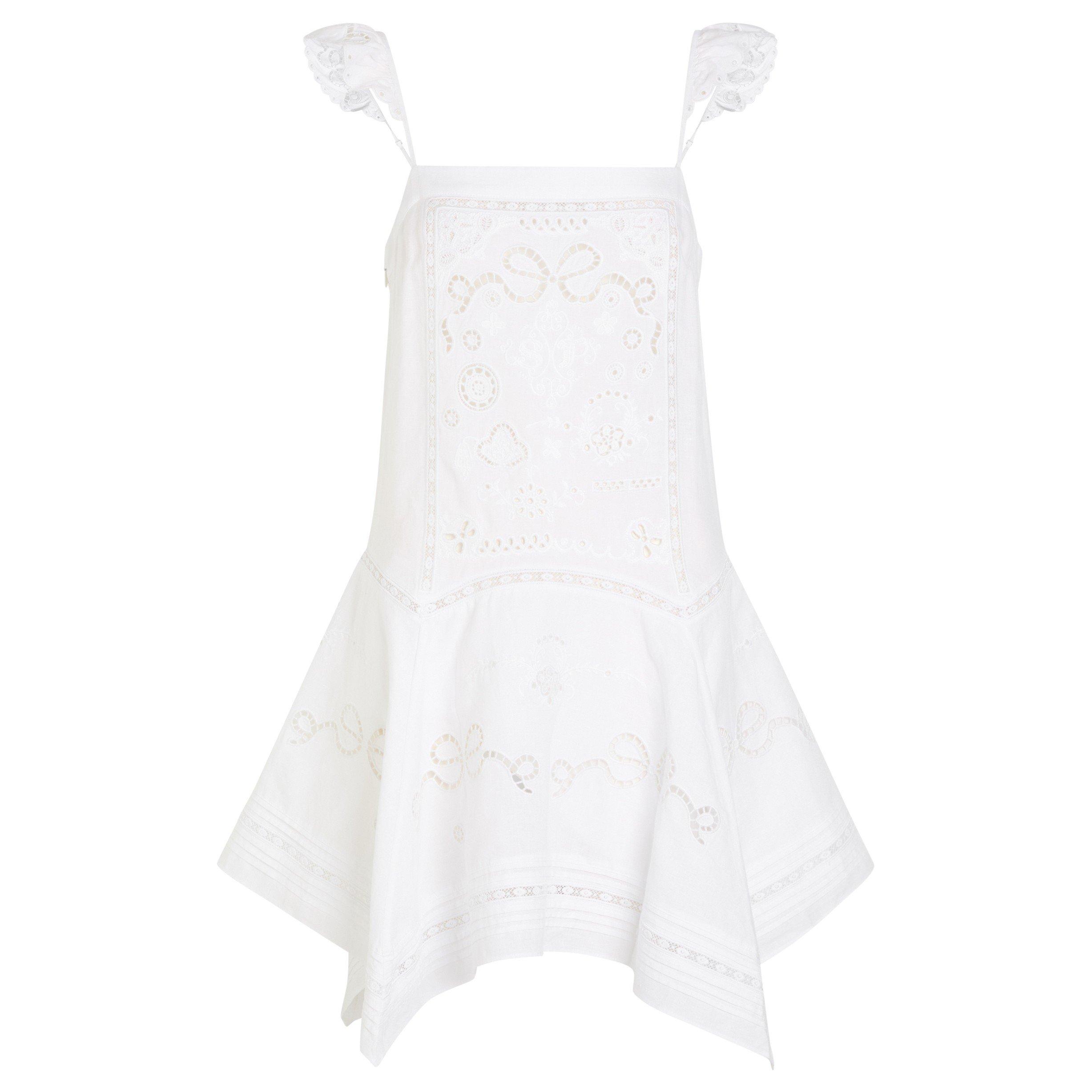 WHITE - Self Portrait - SD WHITE EMBROIDERED DRESS