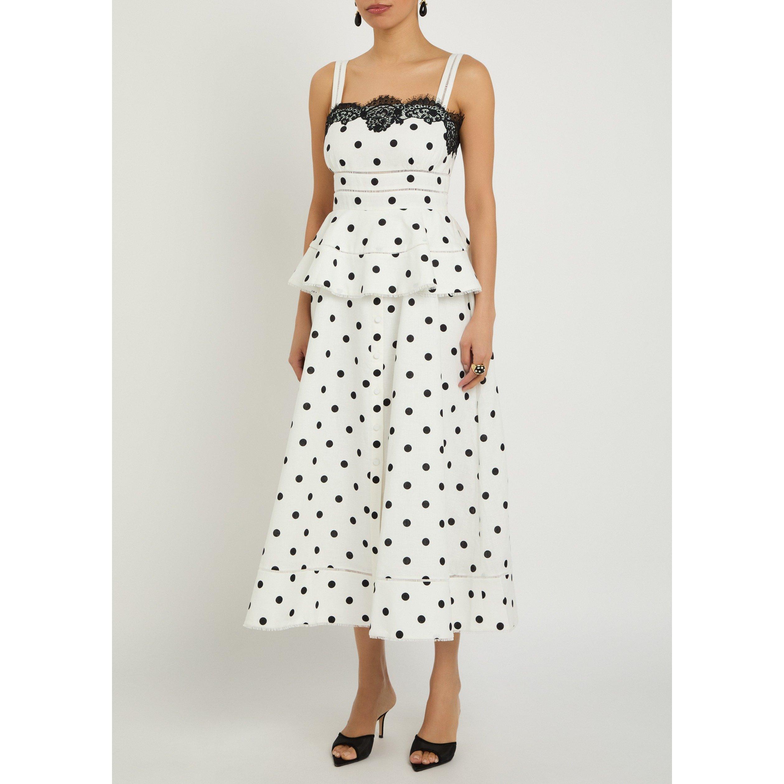 WHITE - Self Portrait - LD WHITE POLKA DOT MIDI DRESS - 2