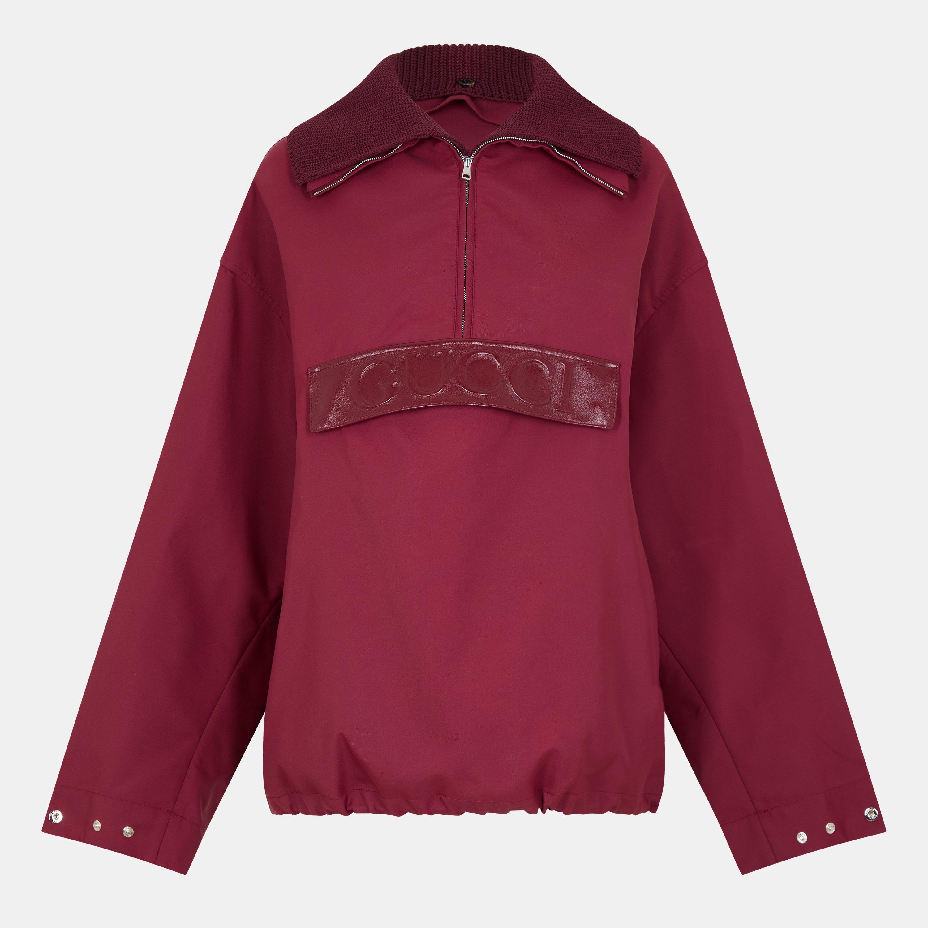 Rosso Ancora - Gucci - Women's Techno Garbardine Caban Point Collar Long Sleeve Mid-Length Oversized Fit Rain Anorak - 1