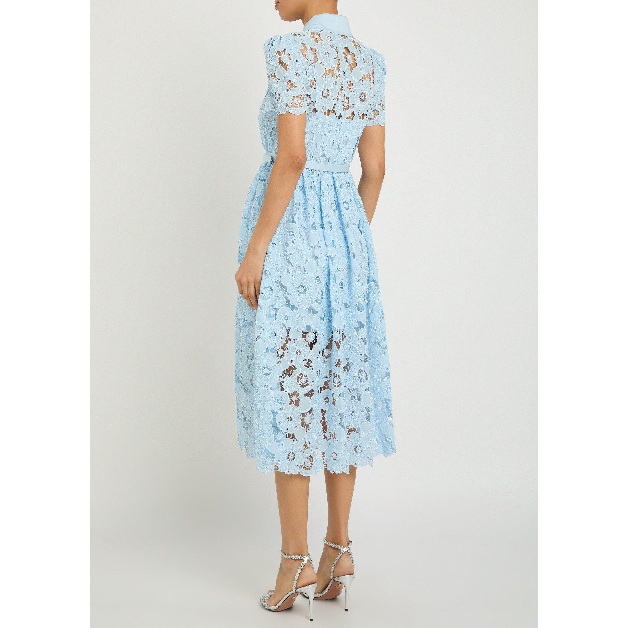 BLUE - Self Portrait - LD BLUE LACE COLLARED DRESS - 3