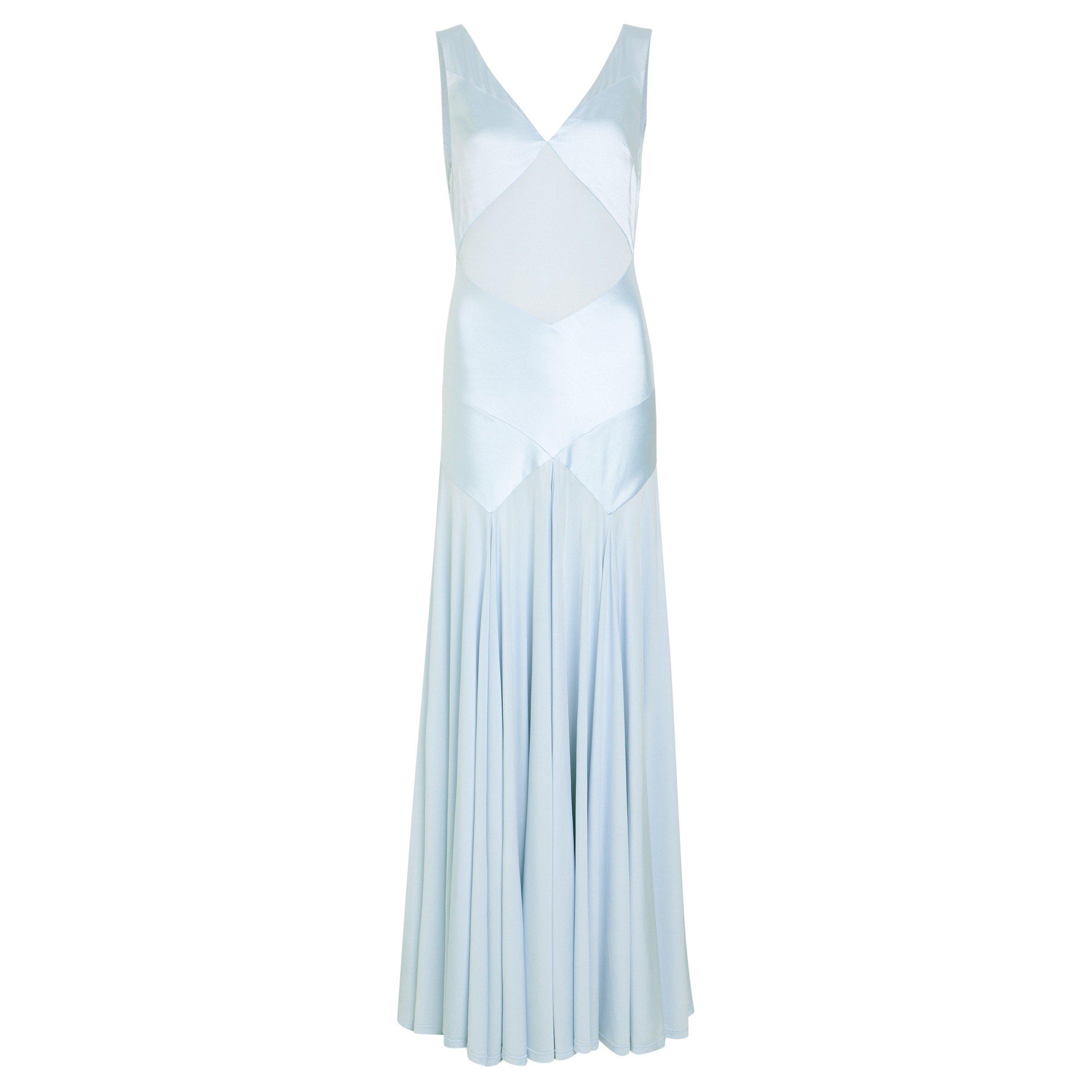 Self Portrait LD BLUE SATIN MAXI DRESS
