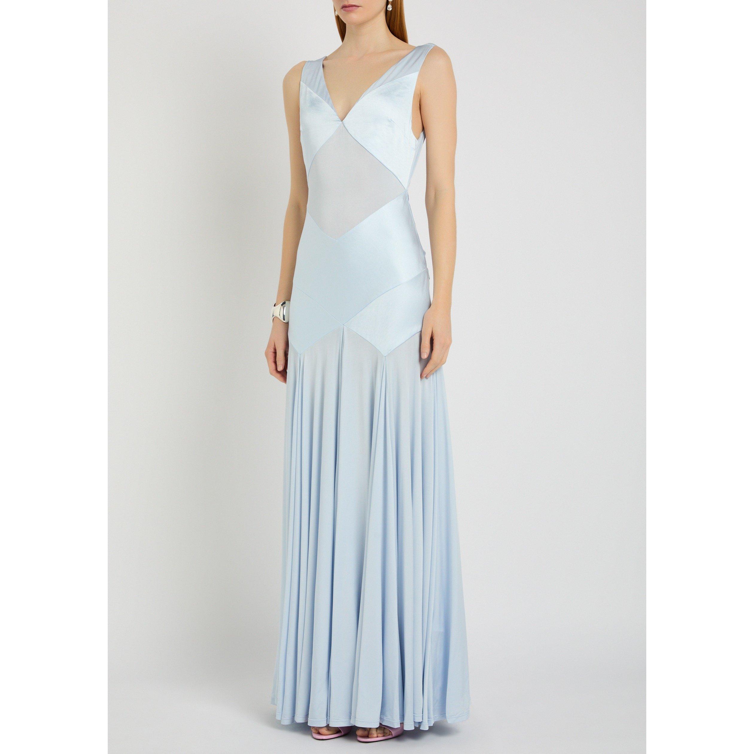 BLUE - Self Portrait - Women's Satin Maxi Dress - 2