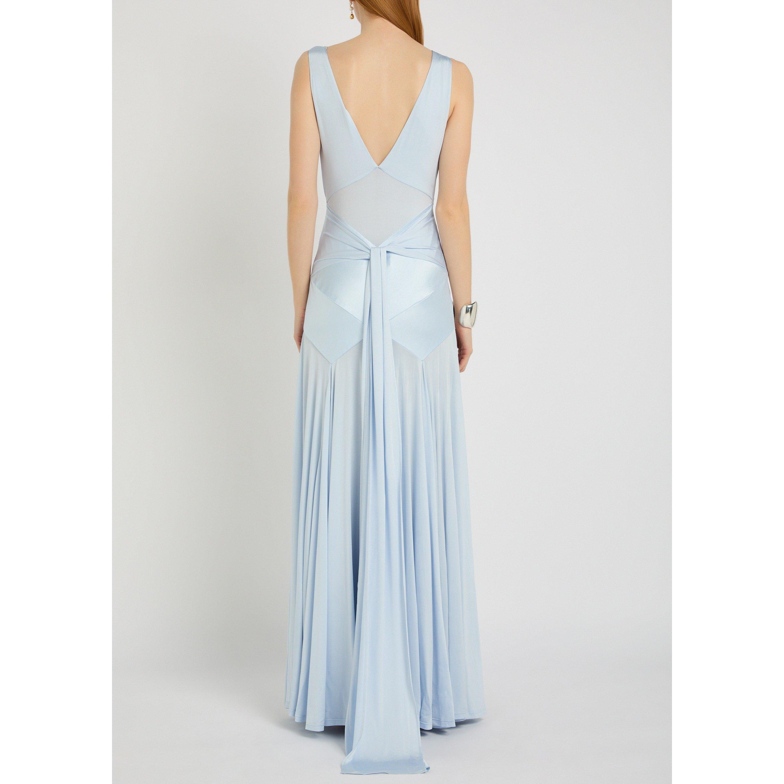 BLUE - Self Portrait - Women's Satin Maxi Dress - 3