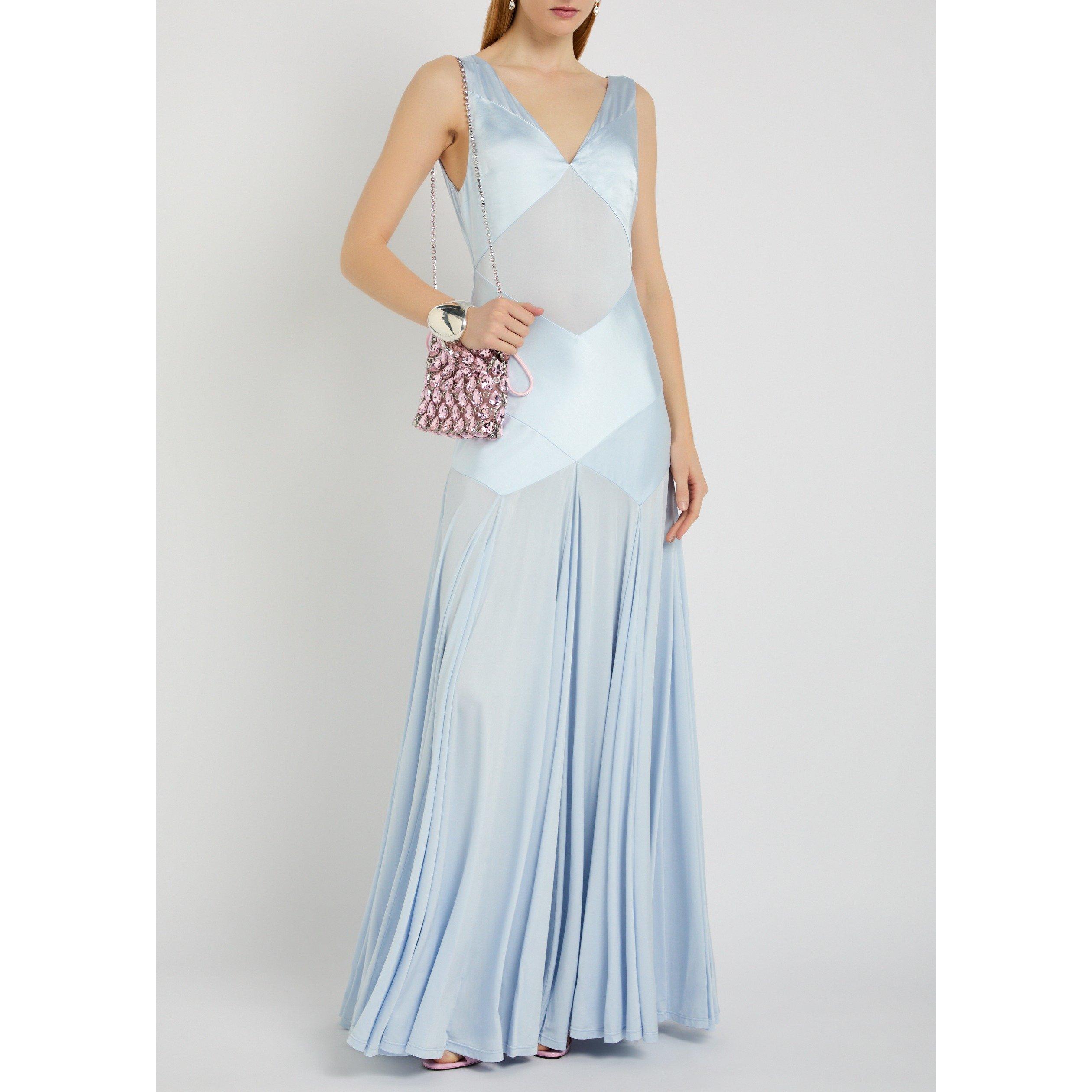BLUE - Self Portrait - Women's Satin Maxi Dress - 5