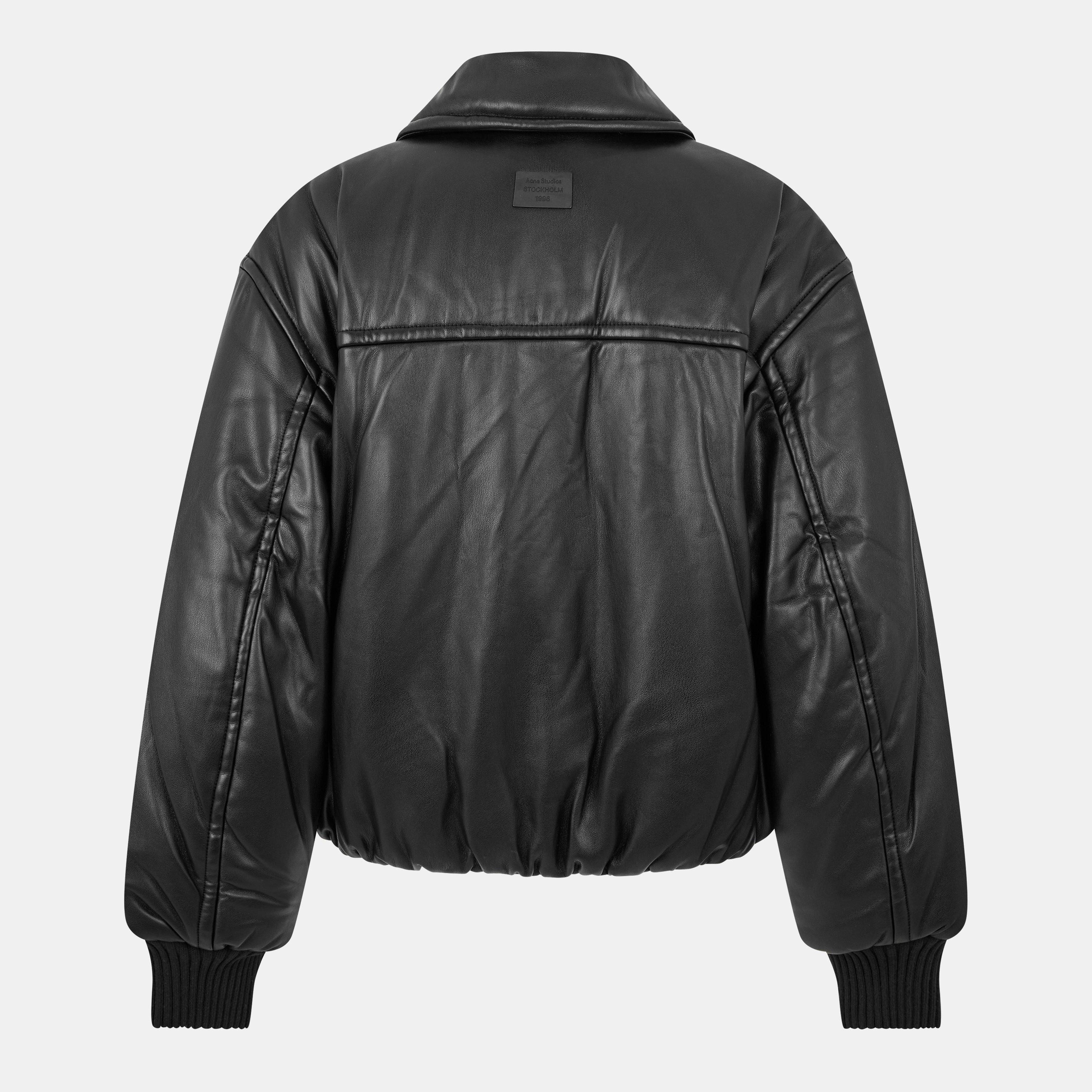 Black - Acne Studios - Women's  Coated Long Sleeve Oversized Fit Bomber Jacket - 2