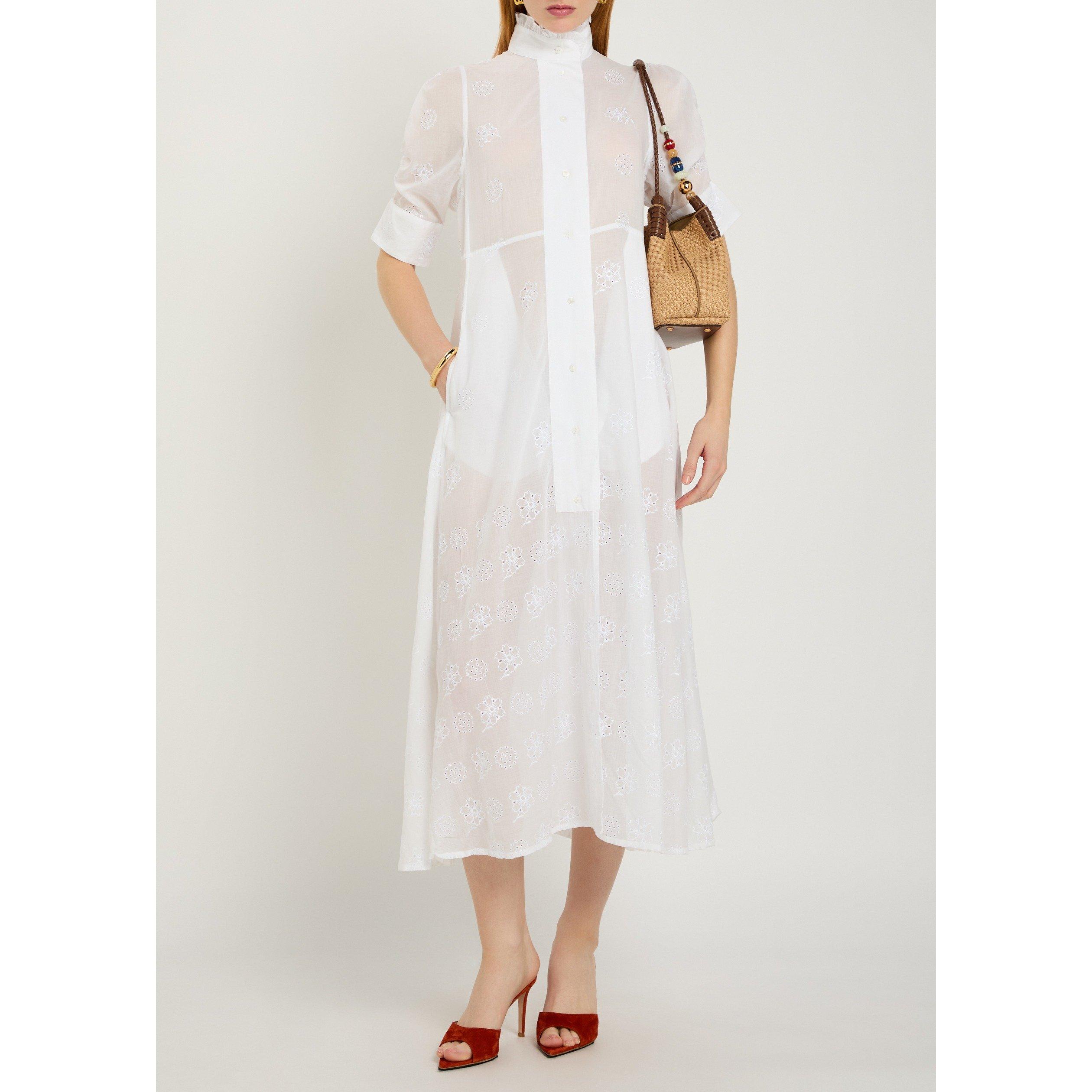 WHITE - Thierry Colson - SD VENETIA  SS EYELET MIDI DRE - 5