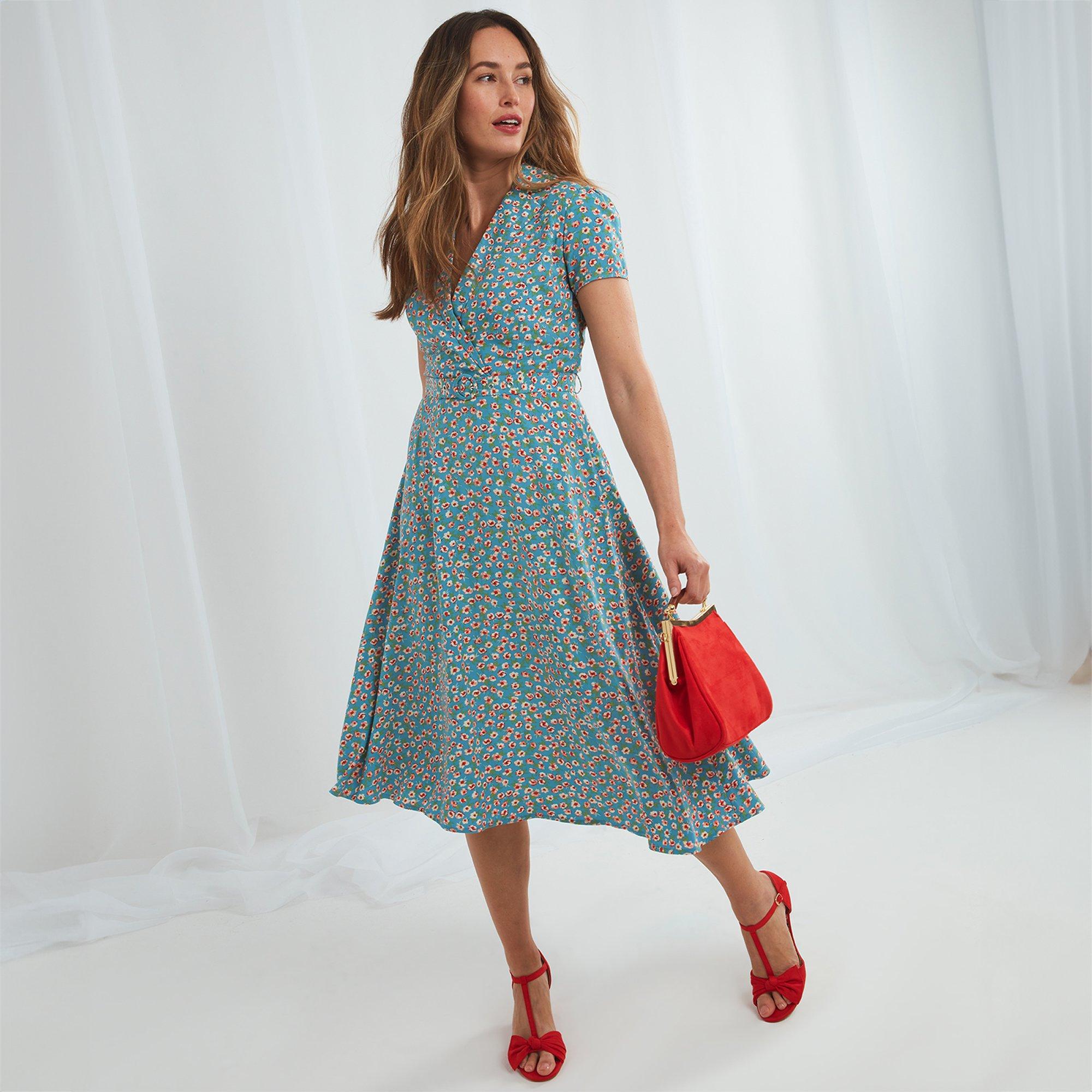 Studio Joe Brown Blue Tea Dress
