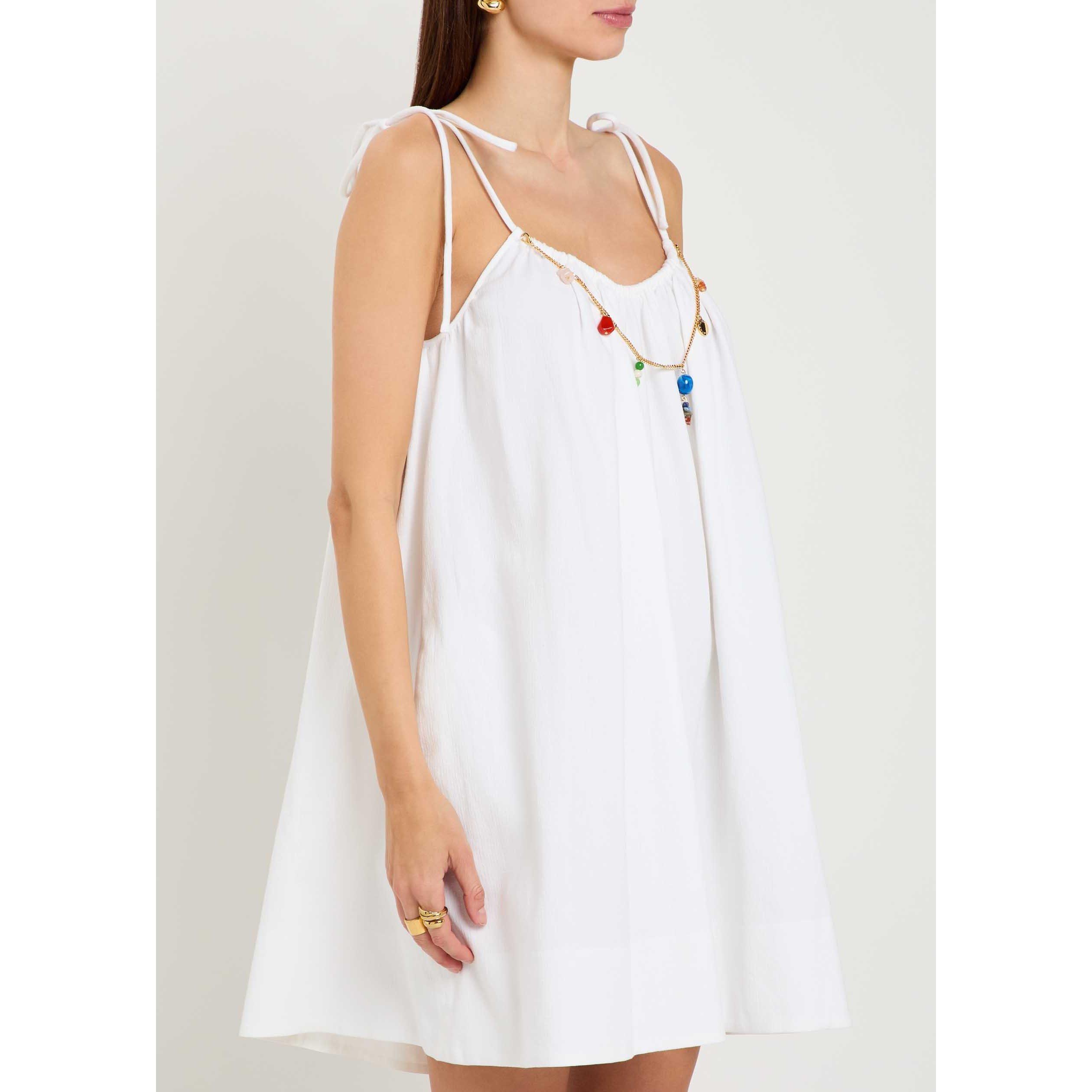WHITE - Stella McCartney - Women's Bead-Embellished Cotton Mini Dress - 2