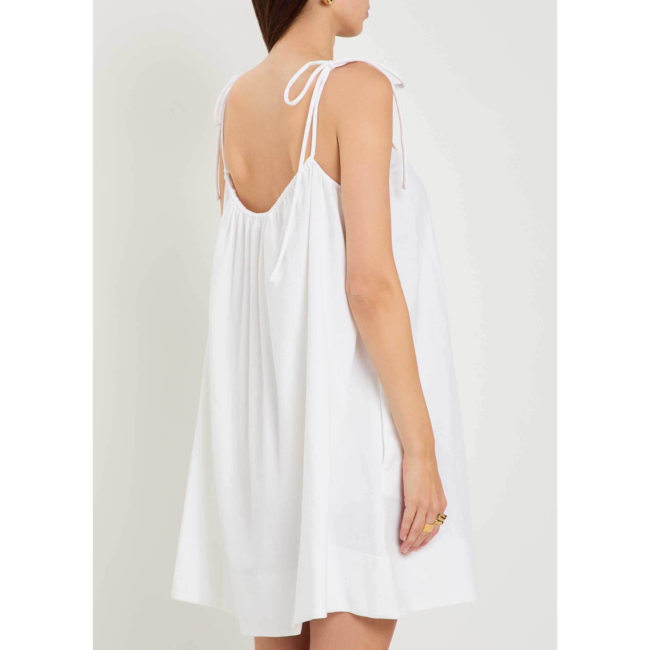 WHITE - Stella McCartney - Women's Bead-Embellished Cotton Mini Dress - 3