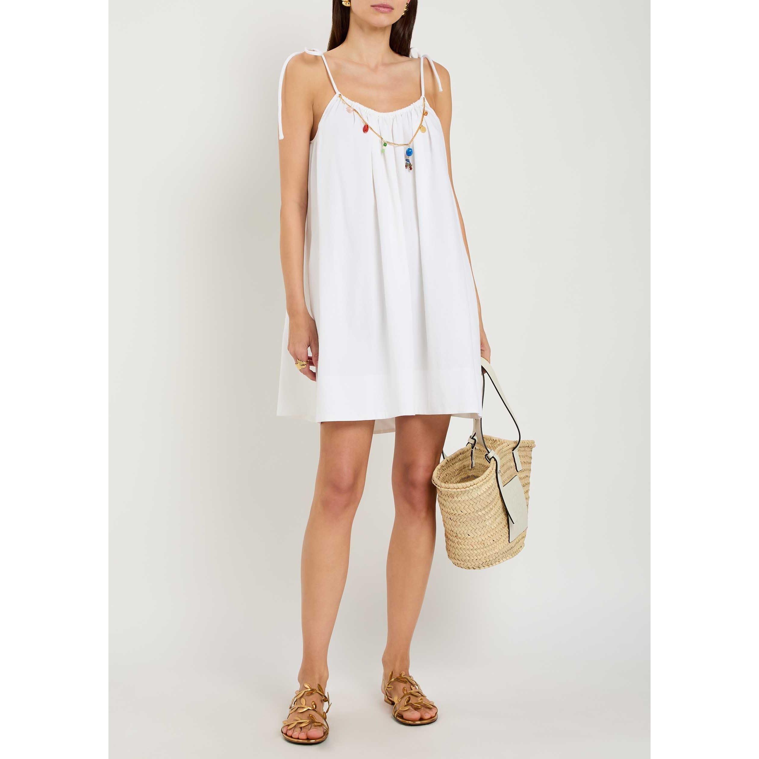 WHITE - Stella McCartney - Women's Bead-Embellished Cotton Mini Dress - 5