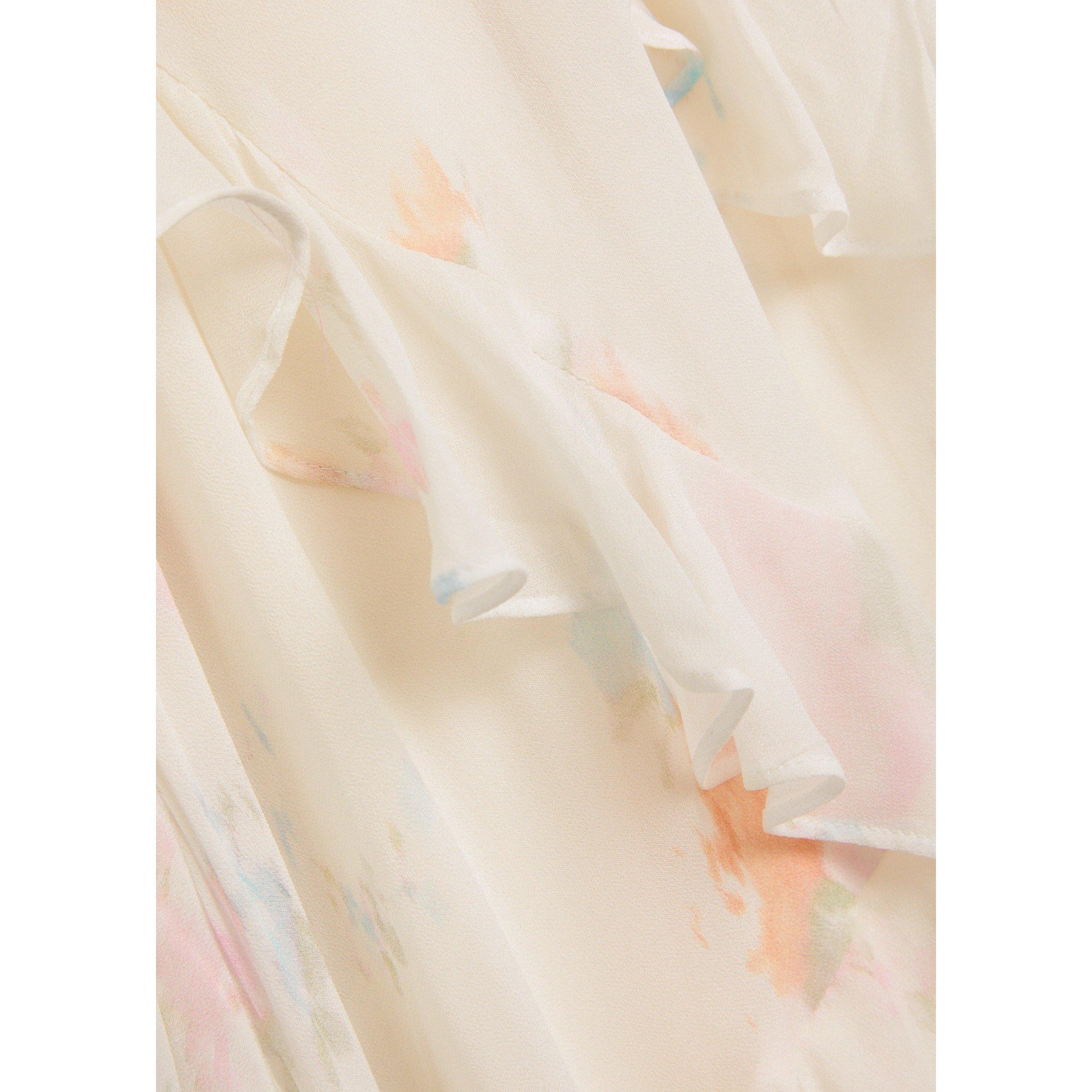 LIGHT PINK - LoveshackFancy - Women's Rialto Floral Ruffle Viscose V-Neck Slip Dress - 4