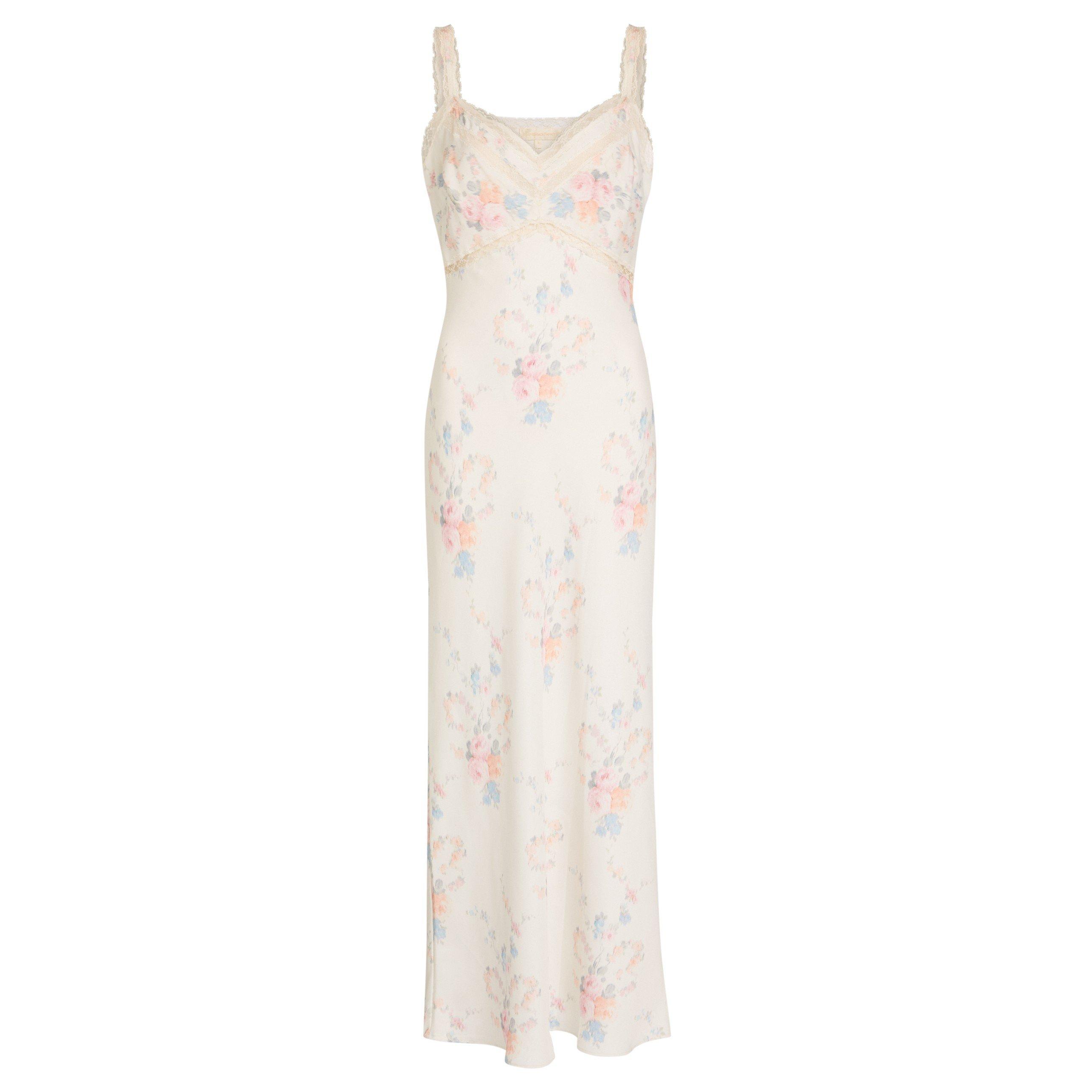 LIGHT PINK - LoveshackFancy - Women's Annabeth Floral Satin Slip Dress - 1