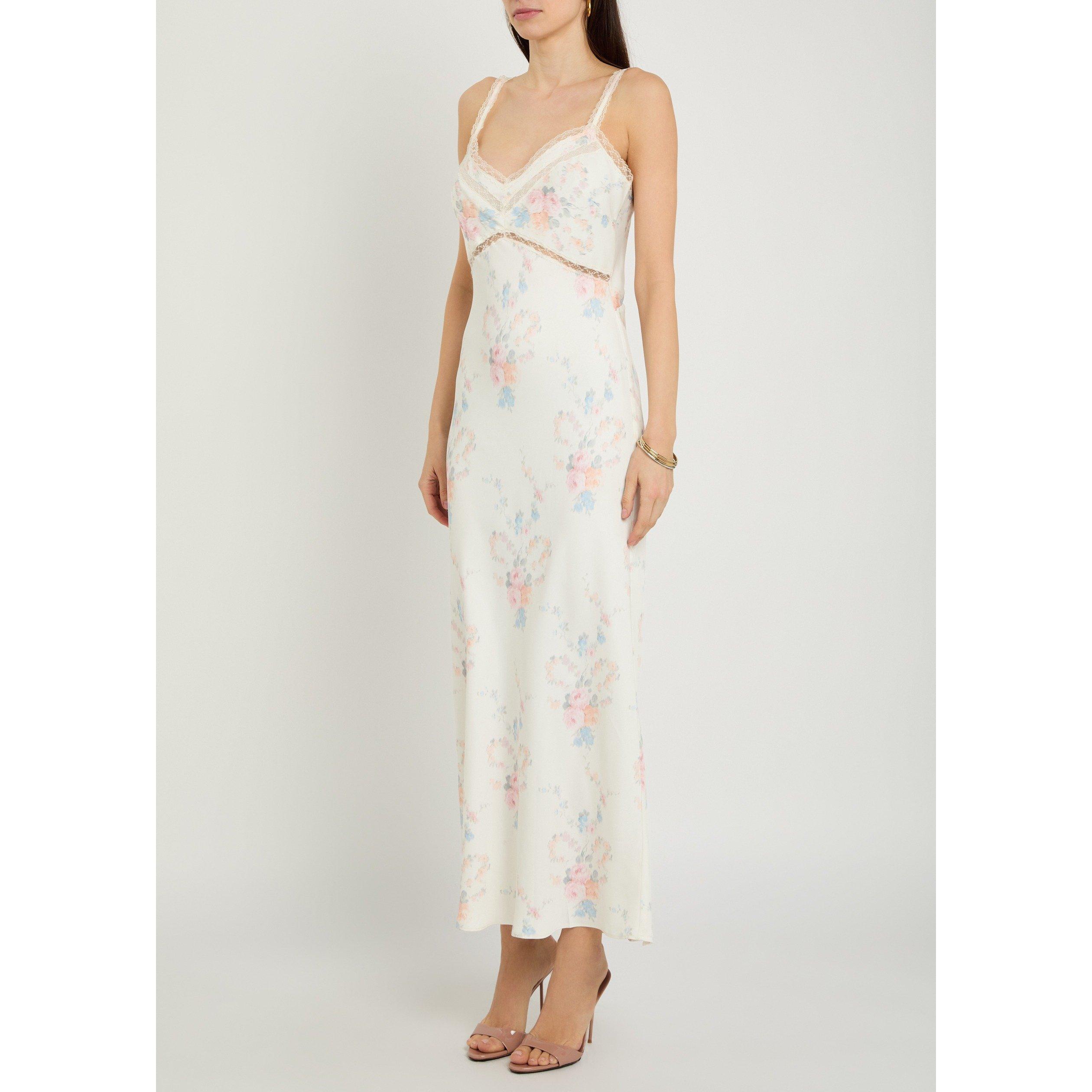 LIGHT PINK - LoveshackFancy - Women's Annabeth Floral Satin Slip Dress - 2