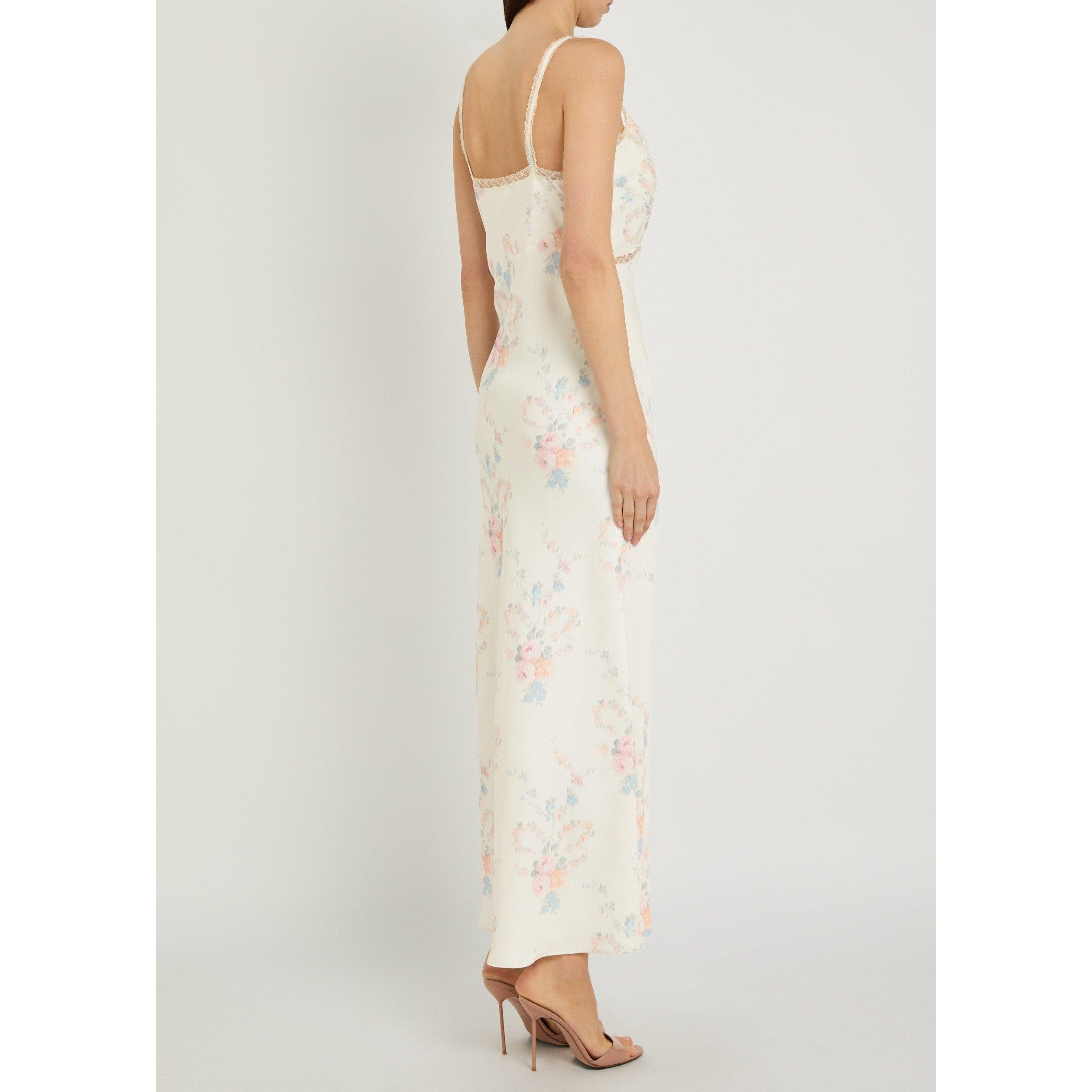 LIGHT PINK - LoveshackFancy - Women's Annabeth Floral Satin Slip Dress - 3