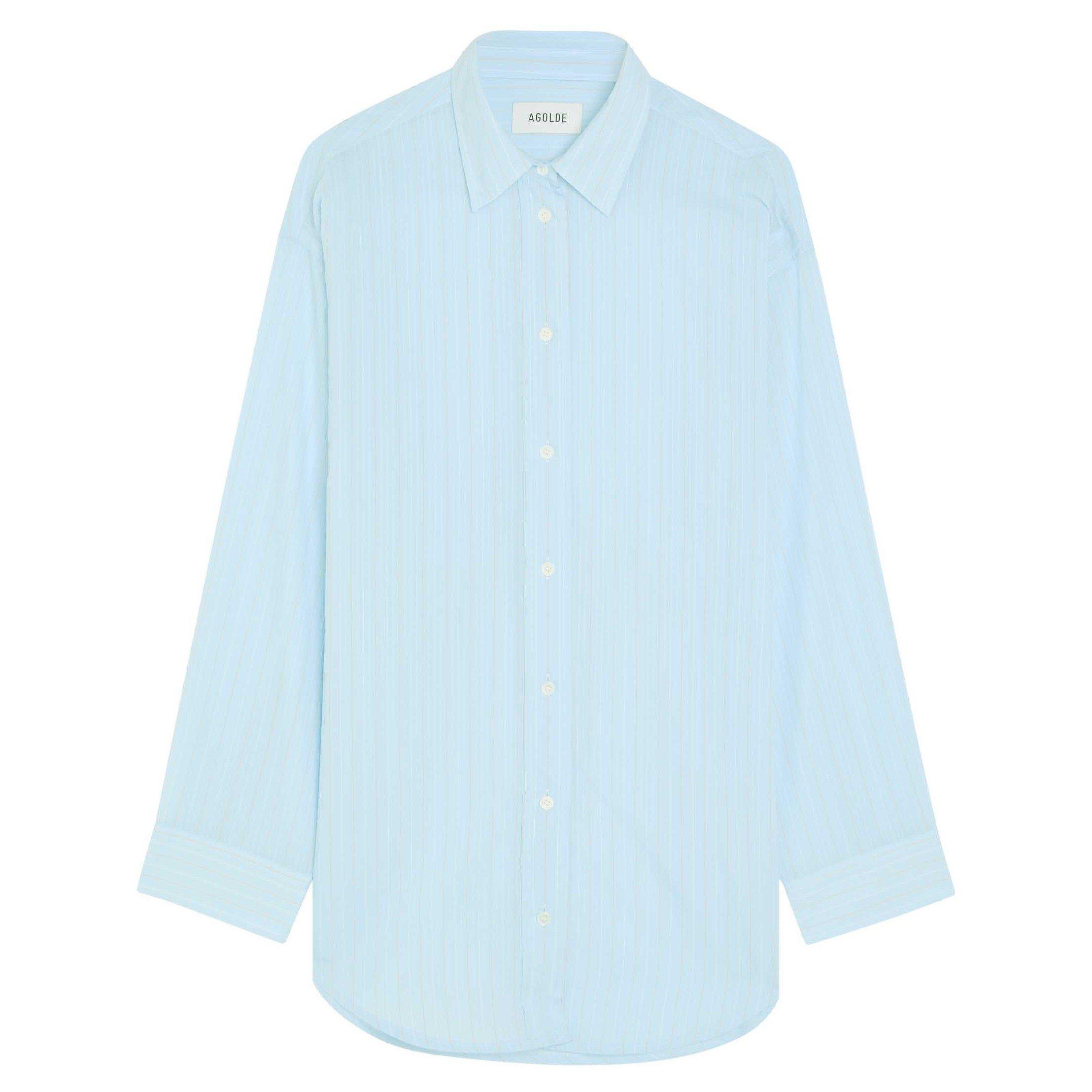 LIGHT BLUE - Agolde - Women's Sona Striped Long-Sleeve Shirt - 1