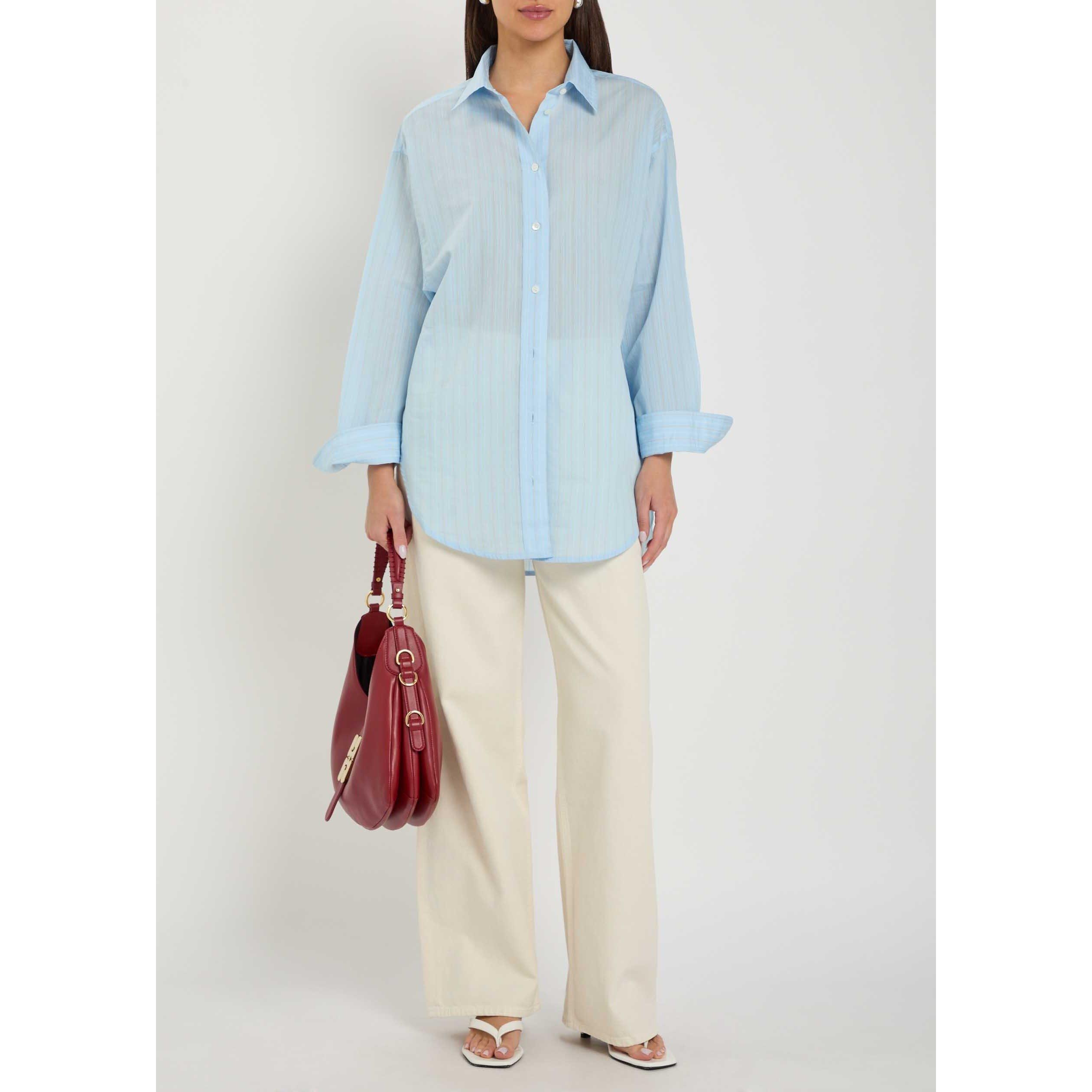 LIGHT BLUE - Agolde - Women's Sona Striped Long-Sleeve Shirt - 5