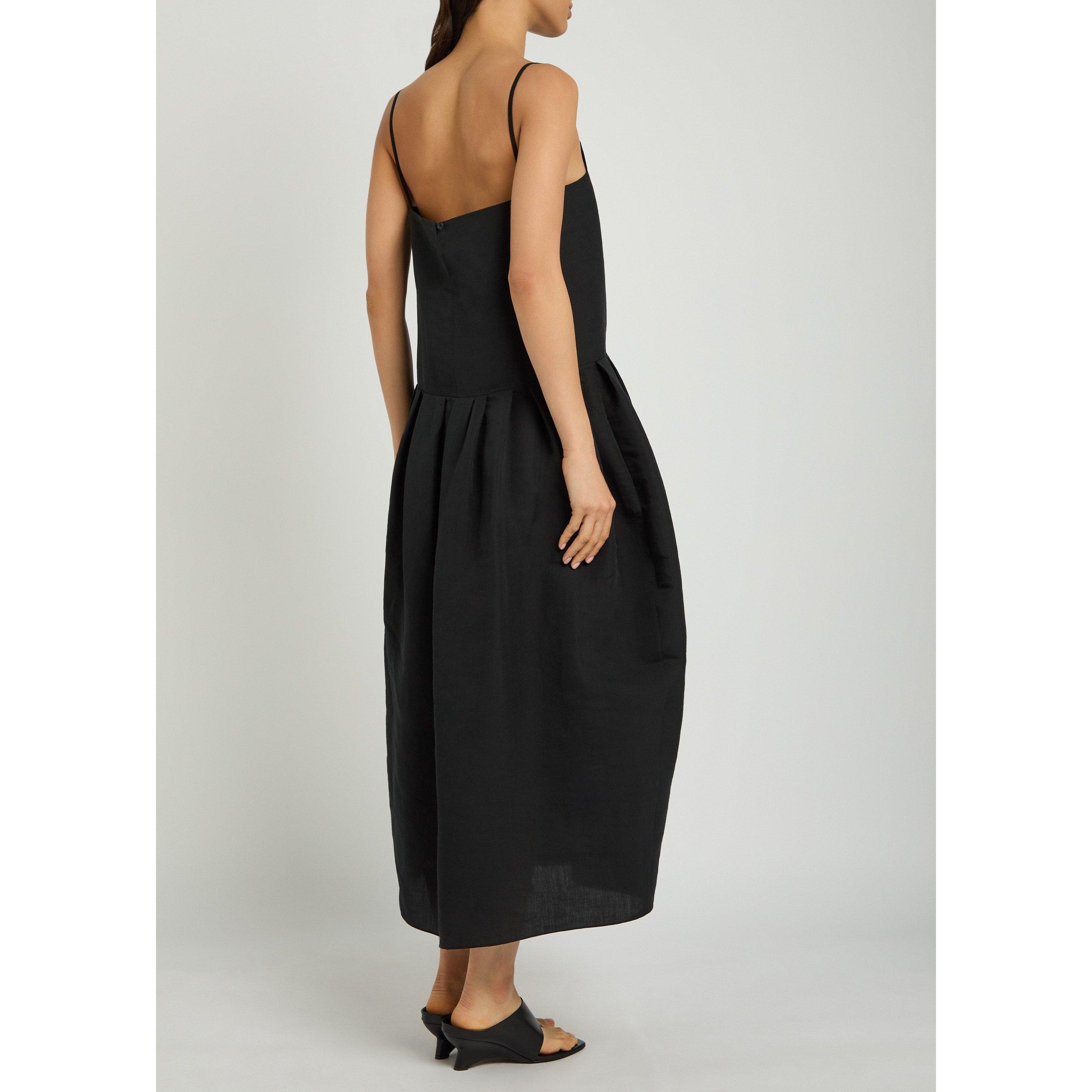 BLACK - Khaite - Women's Adira Silk-Cotton Pleated Maxi Dress - 3