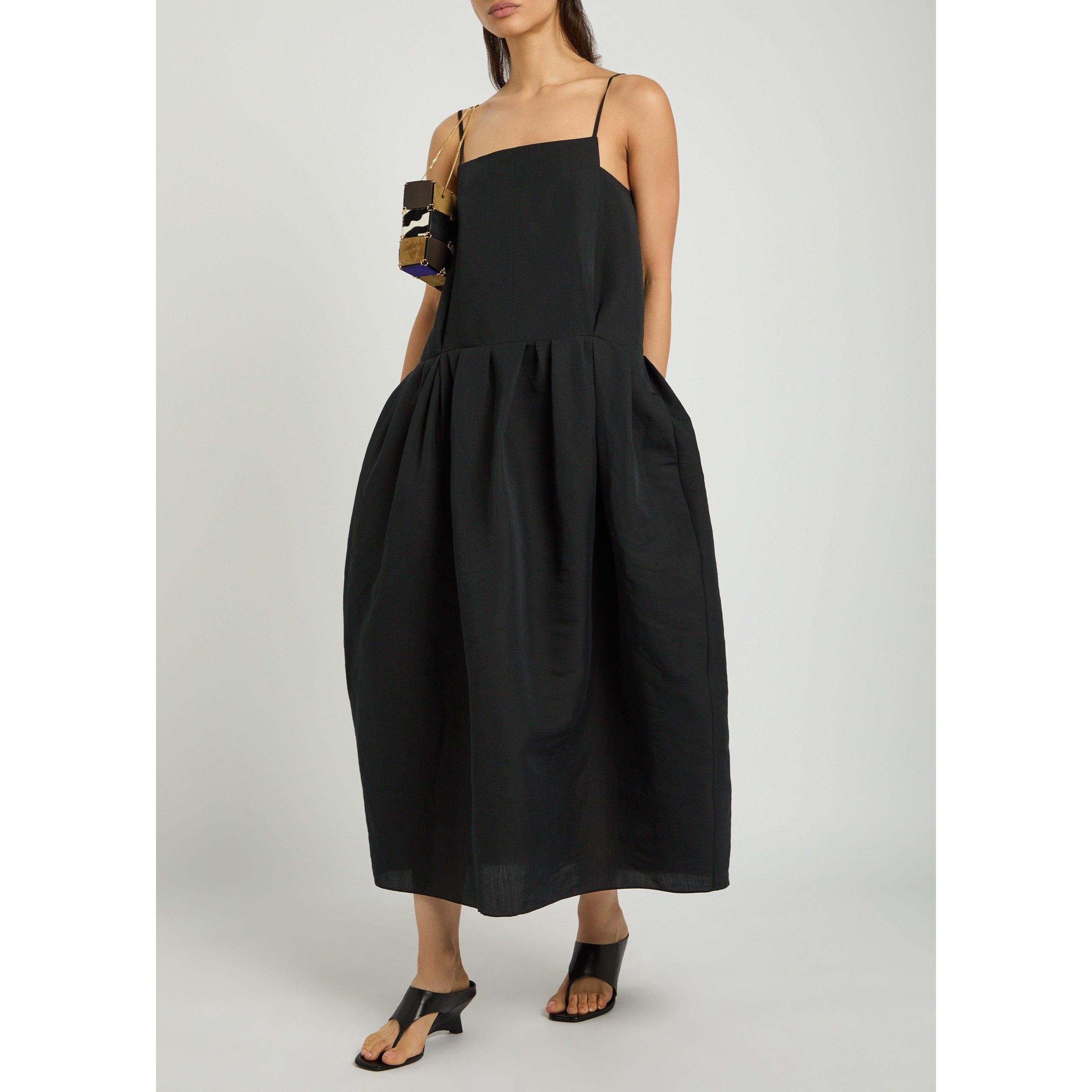 BLACK - Khaite - Women's Adira Silk-Cotton Pleated Maxi Dress - 5