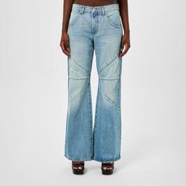 EB Denim Frederic Drawstring-Cuff Wide-Leg High-Rise Jeans