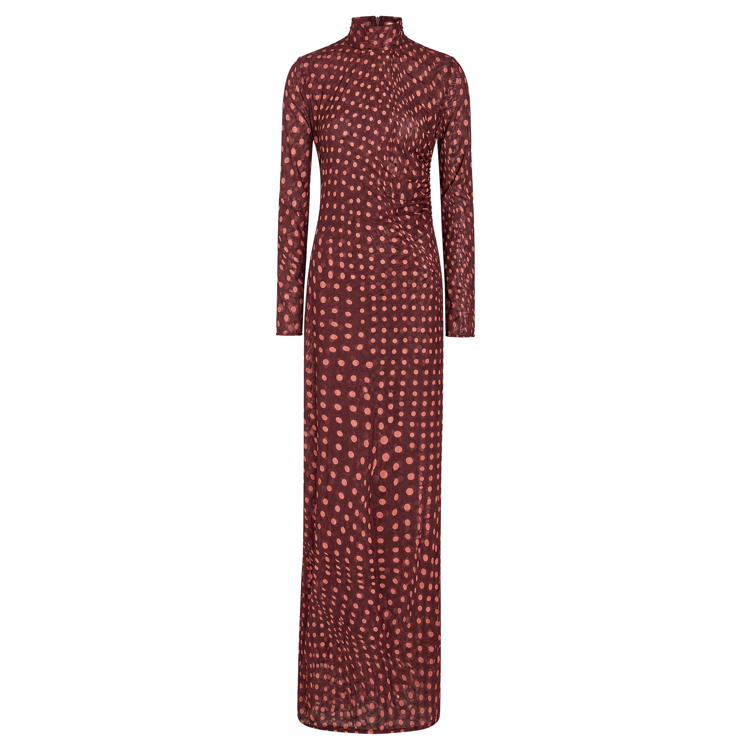 BURGUNDY - Stella McCartney - Polka Dot  Mesh Long Dress