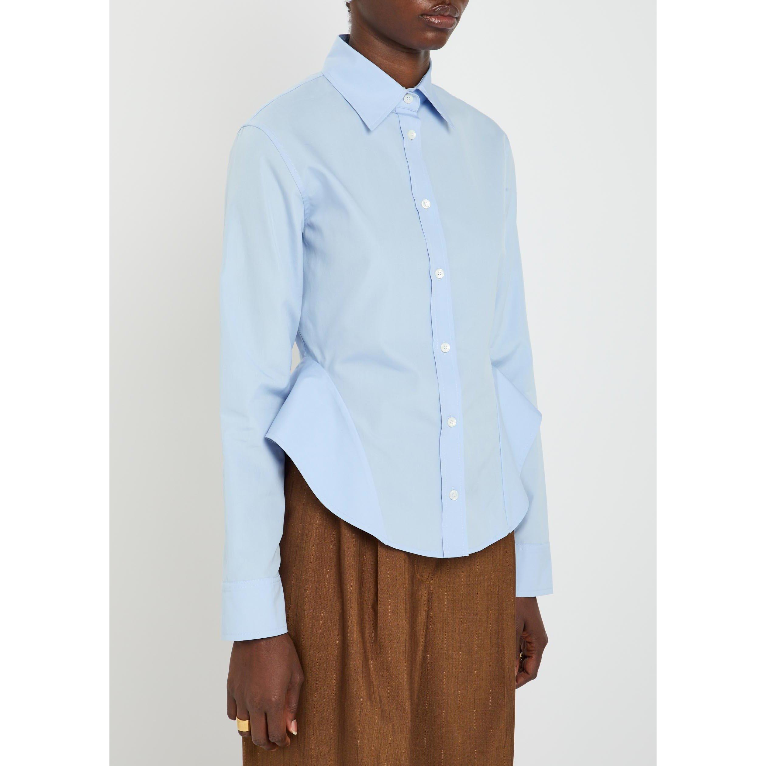 LIGHT BLUE - Stella McCartney - Women's Basque Cotton Long-Sleeve Slim-Fit Shirt - 2