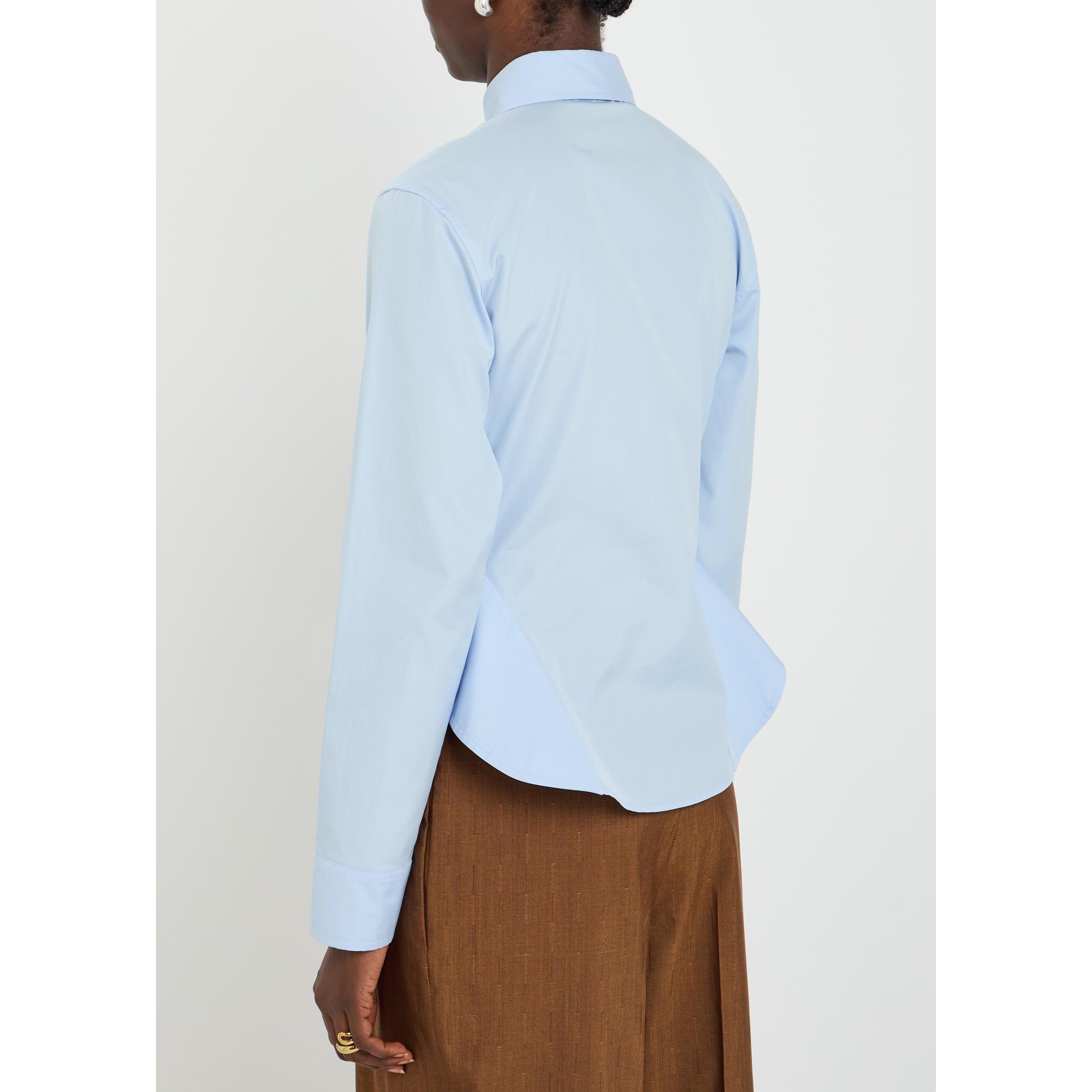 LIGHT BLUE - Stella McCartney - Women's Basque Cotton Long-Sleeve Slim-Fit Shirt - 3