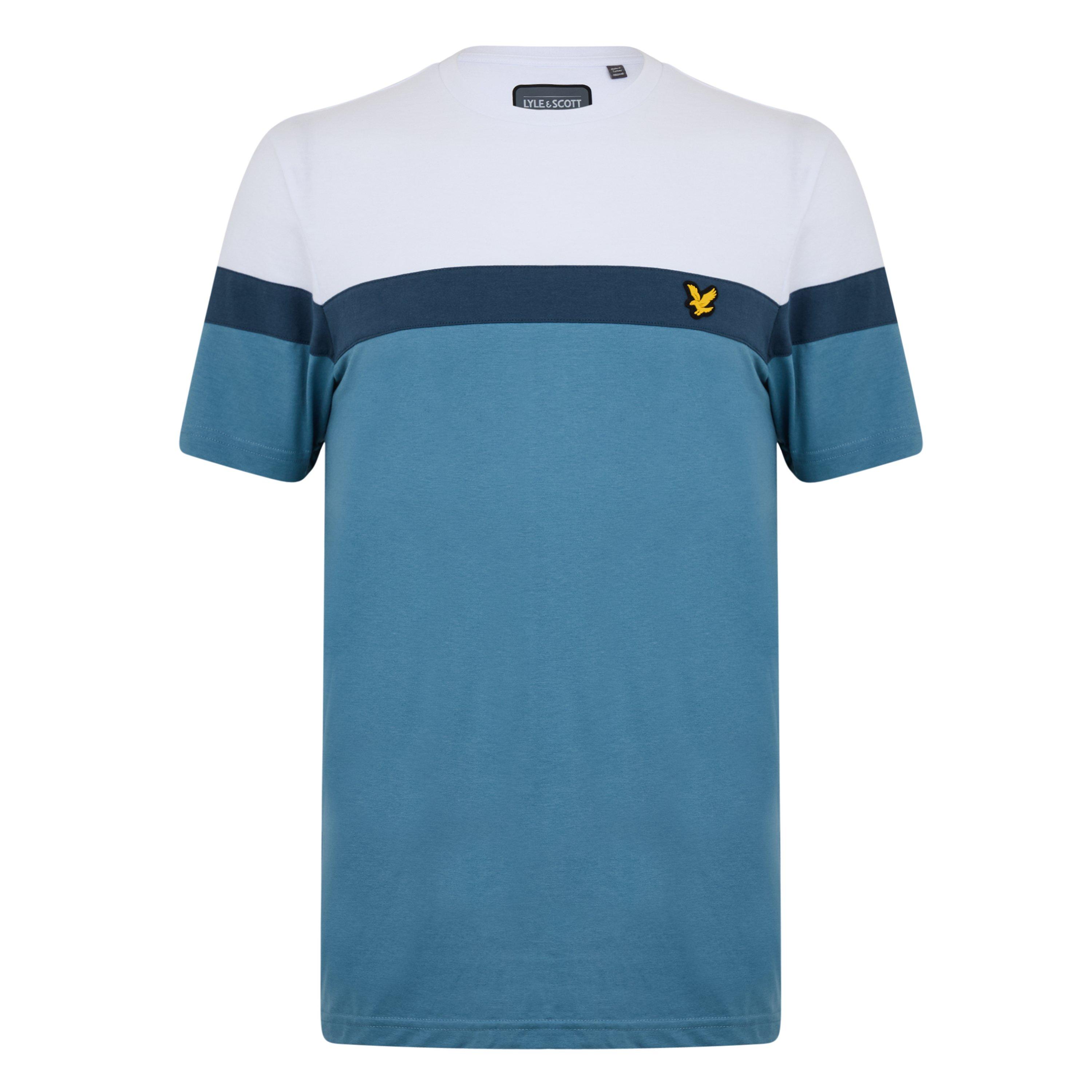 Wht/Navy/Nebula - Lyle and Scott - Men's Striped Short-Sleeve Performance Gym Top - 1