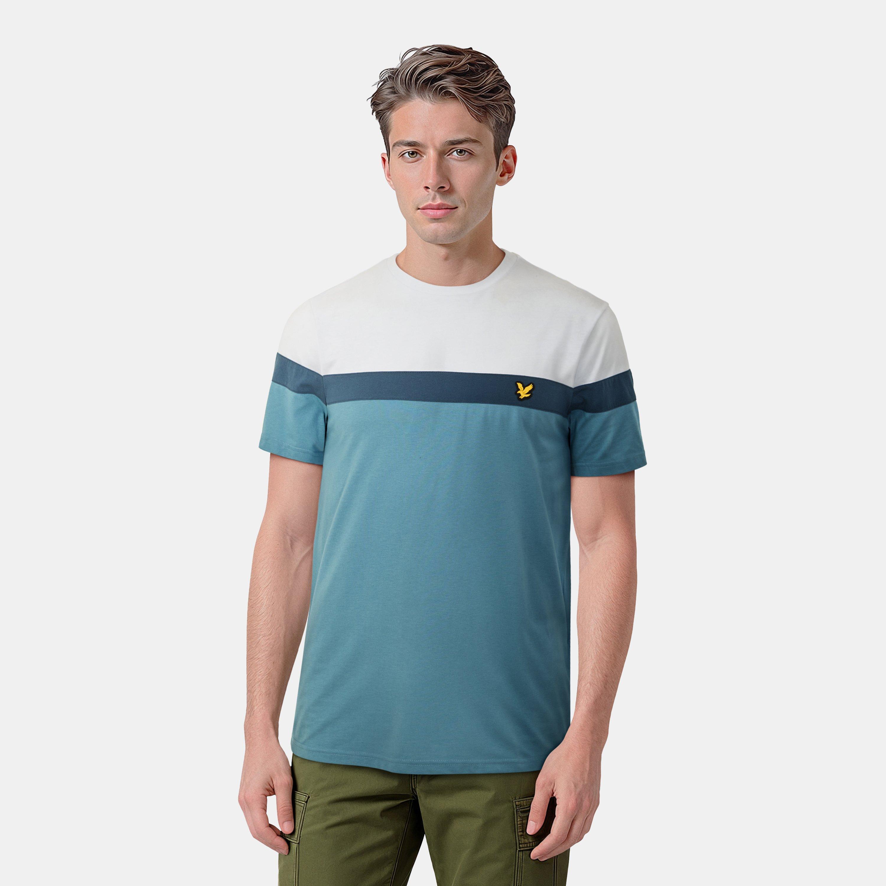 Wht/Navy/Nebula - Lyle and Scott - Striped Short-Sleeve Performance Gym Top - 2
