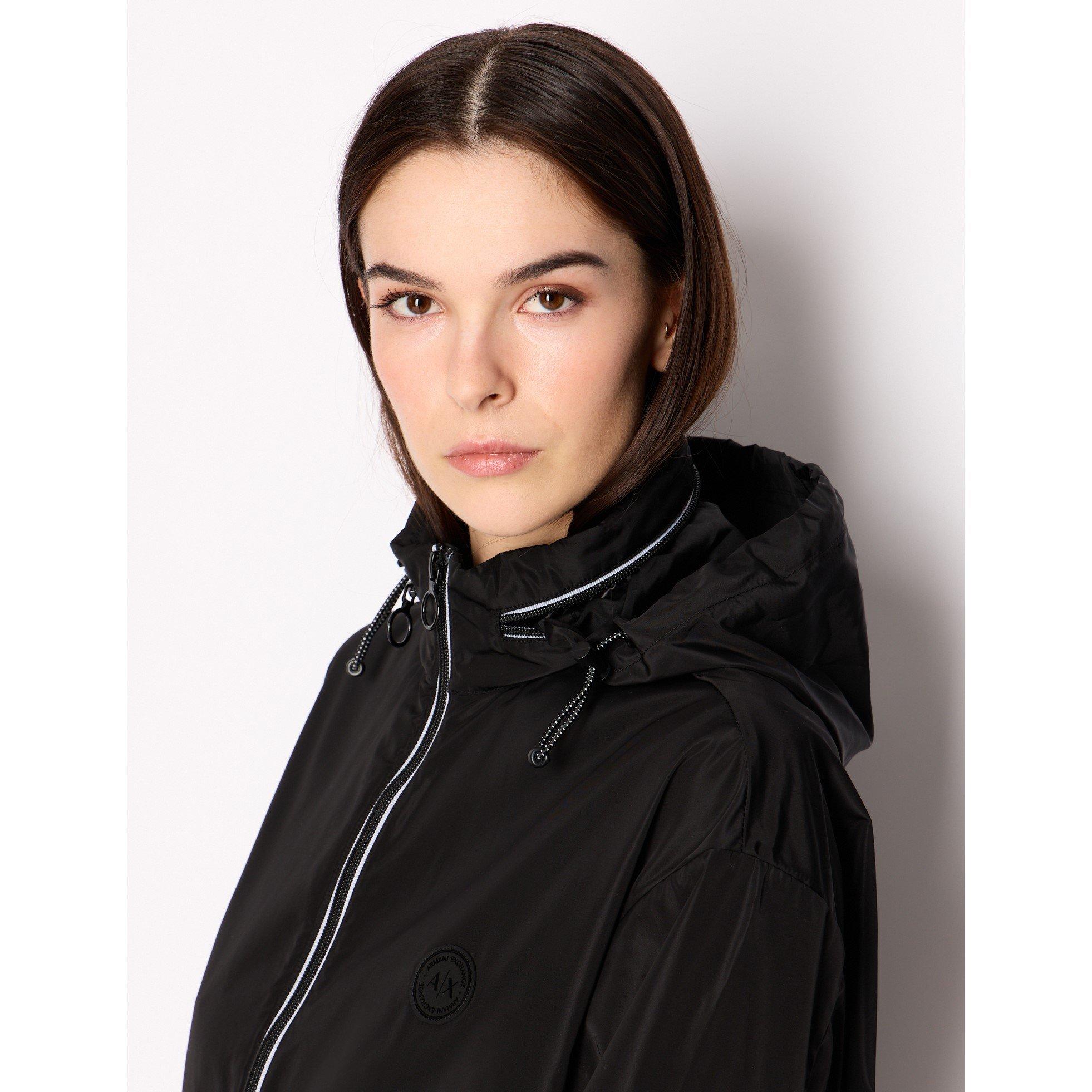 Black - Armani Exchange - Women's Water-Repellent Lightweight Rain Anorak - 4