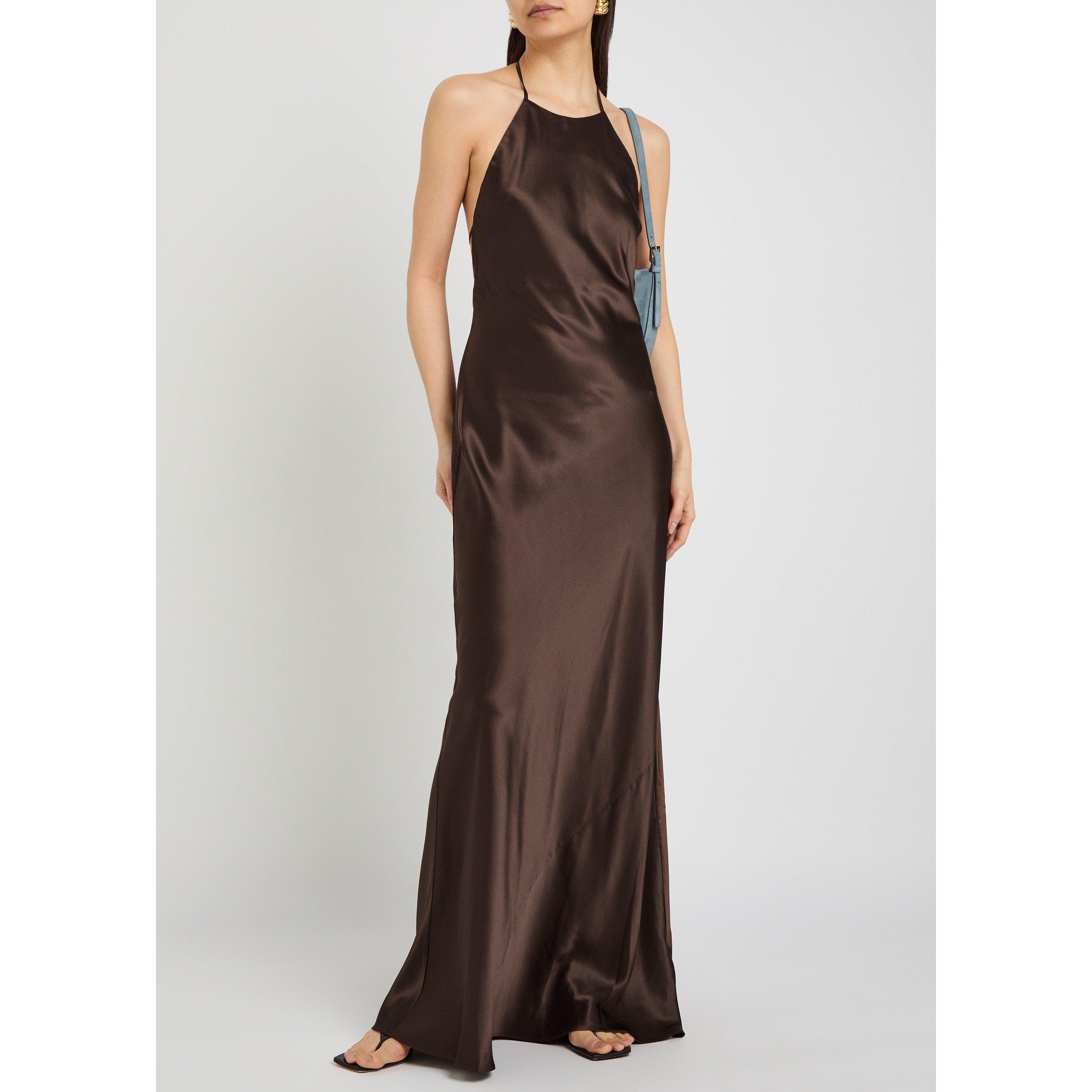 BROWN - Reformation - Women's Jeany Silk Maxi Dress - 5