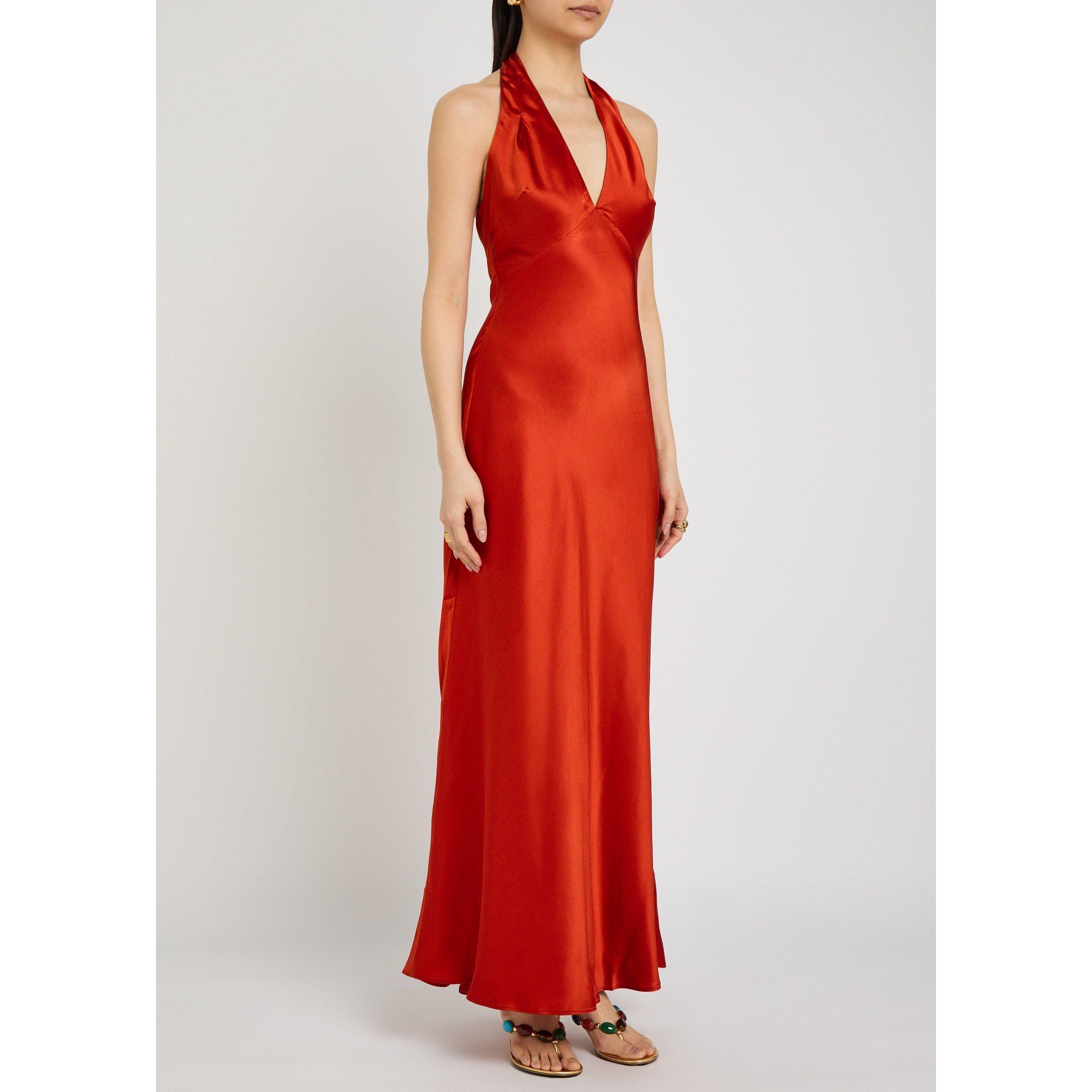 RED - Reformation - Women's Daniela Silk Maxi Dress - 2