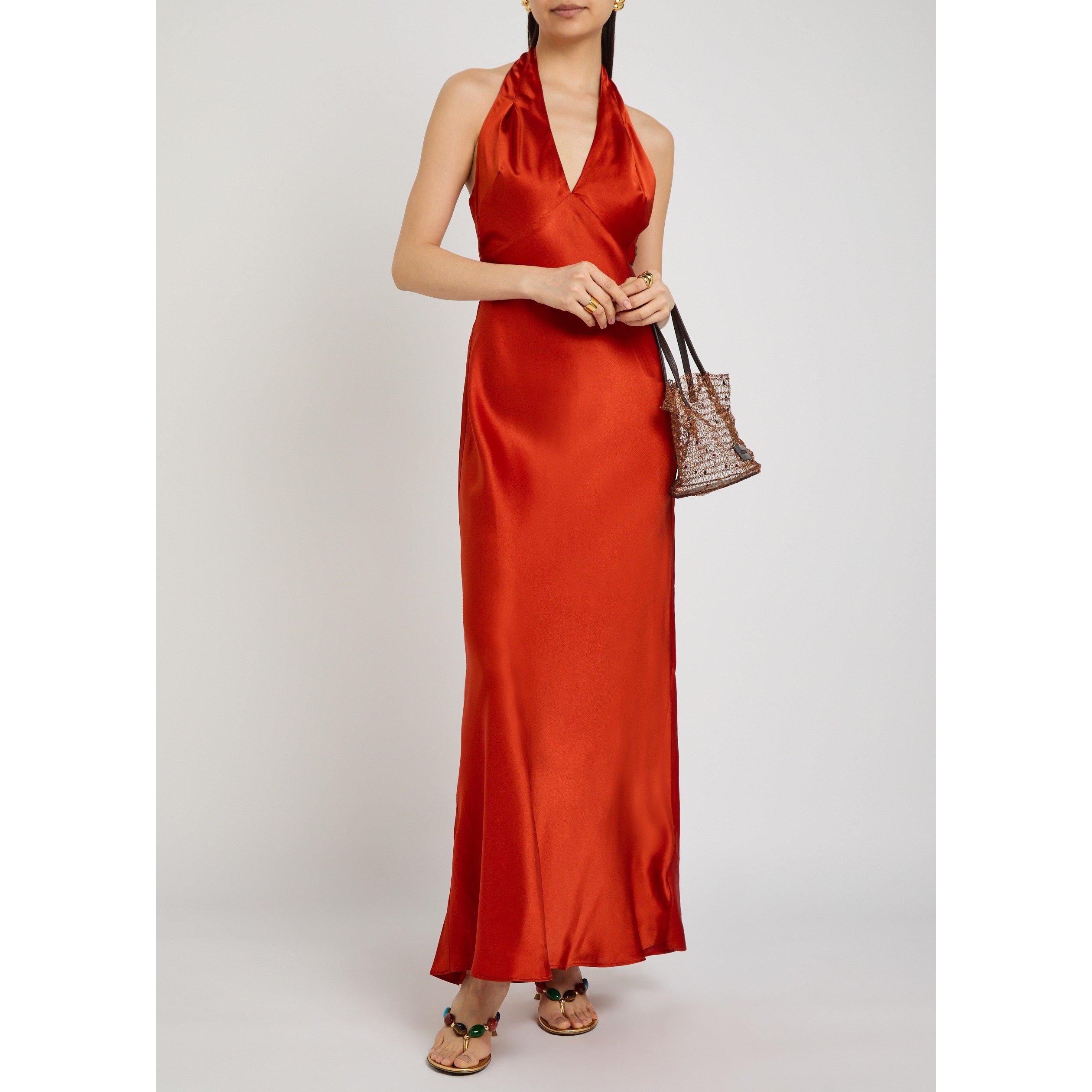 RED - Reformation - Women's Daniela Silk Maxi Dress - 5