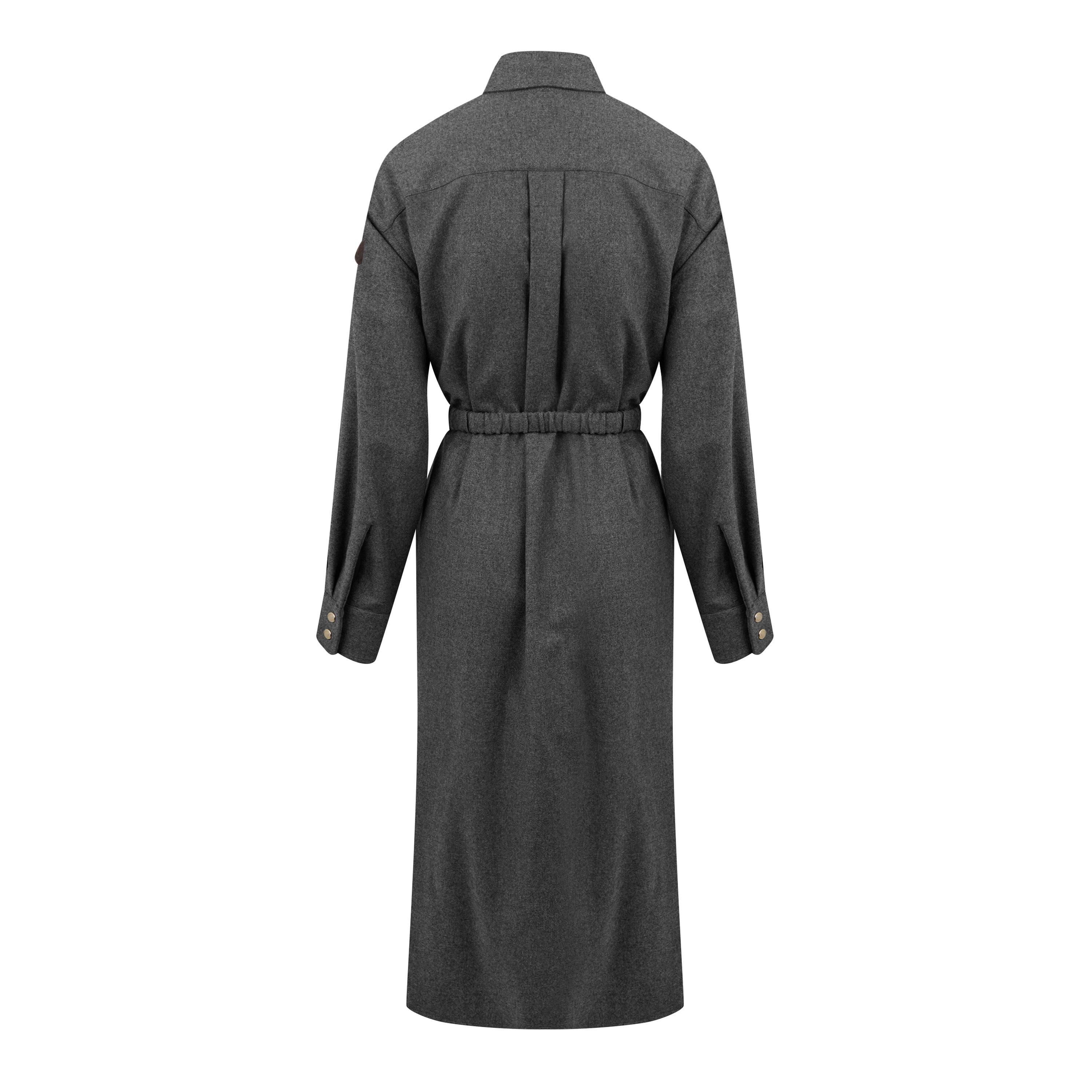 Grey 935 - Moncler - Belted Maxi Shirt Dress - 6