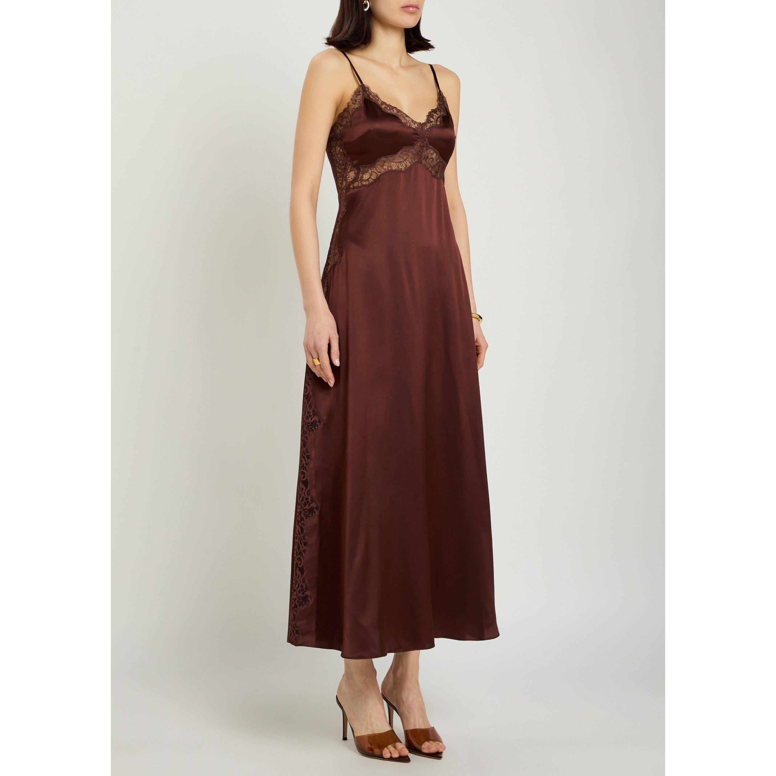 DARK BROWN - Reformation - Women's Ericka Silk Maxi Dress - 2
