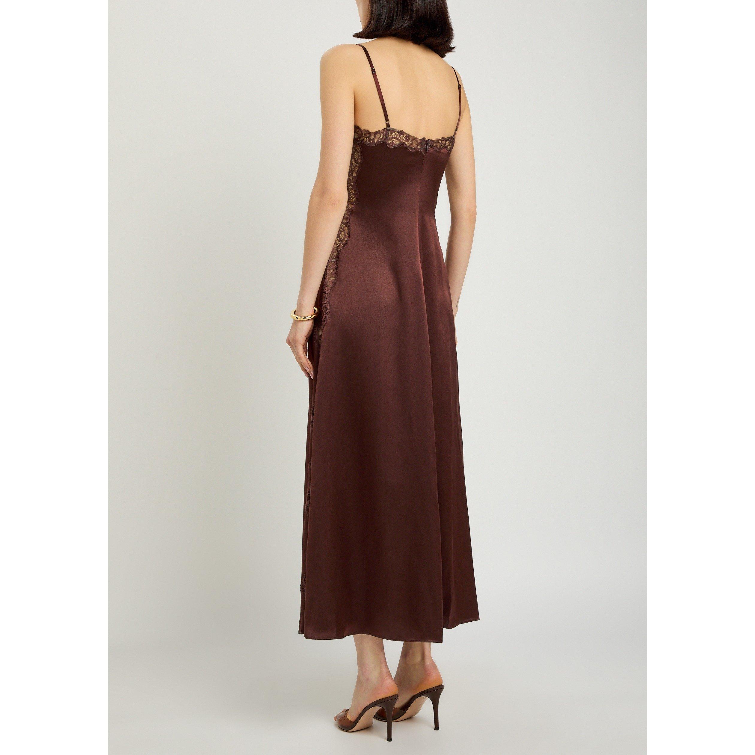 DARK BROWN - Reformation - Women's Ericka Silk Maxi Dress - 3