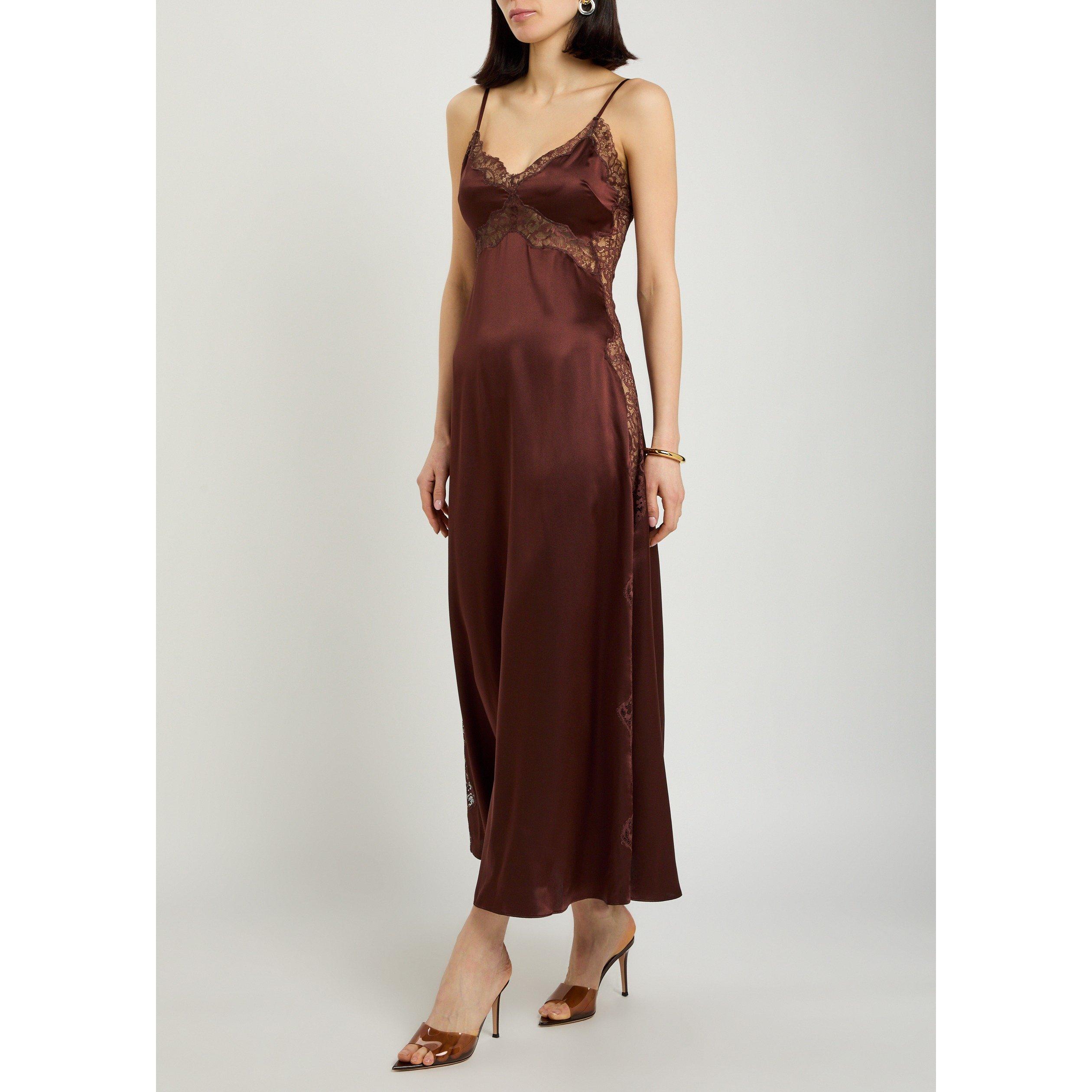DARK BROWN - Reformation - Women's Ericka Silk Maxi Dress - 5