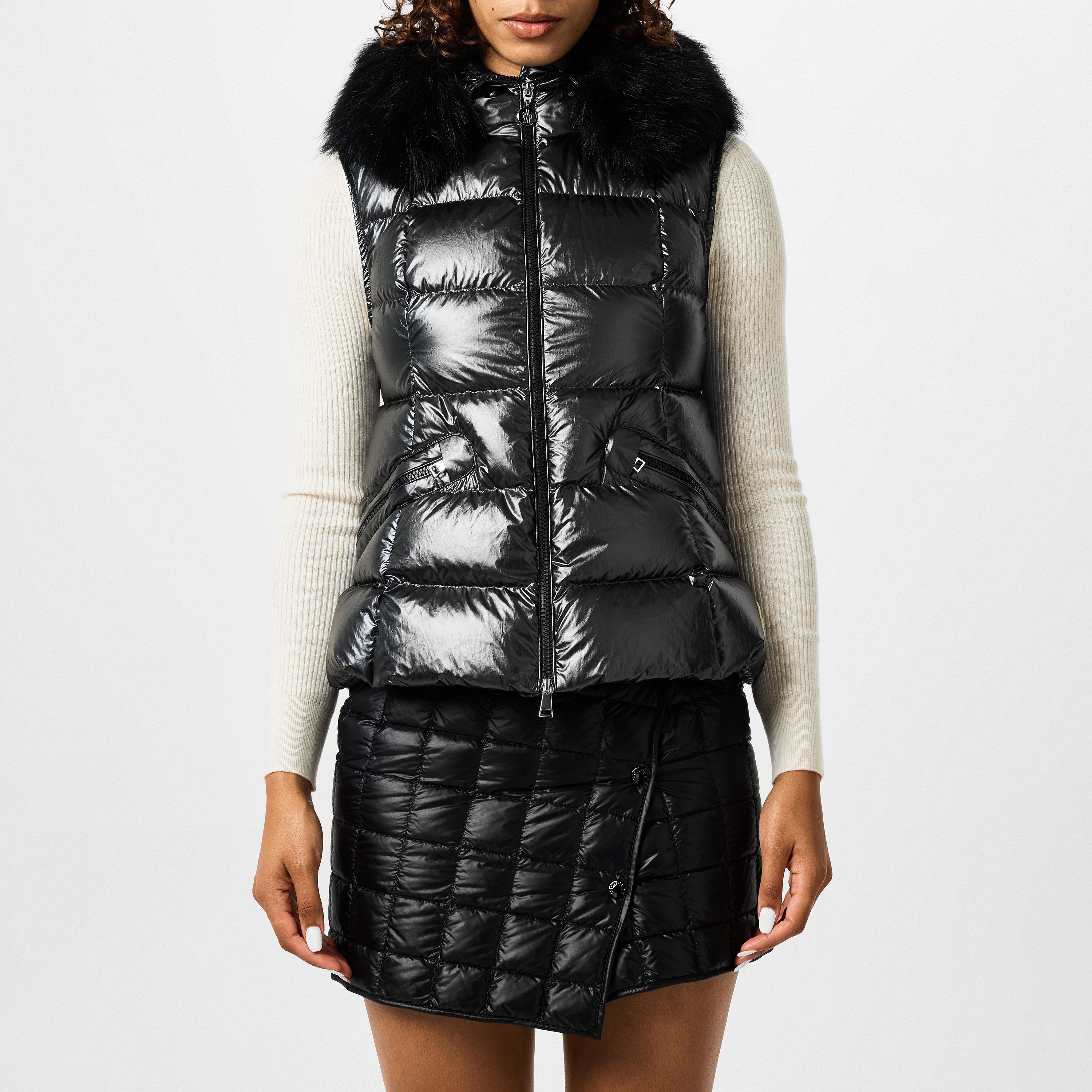 Moncler Women's Anse Goose Down Hooded Sleeveless Gilet - Black 999 - Size 8 (XS)