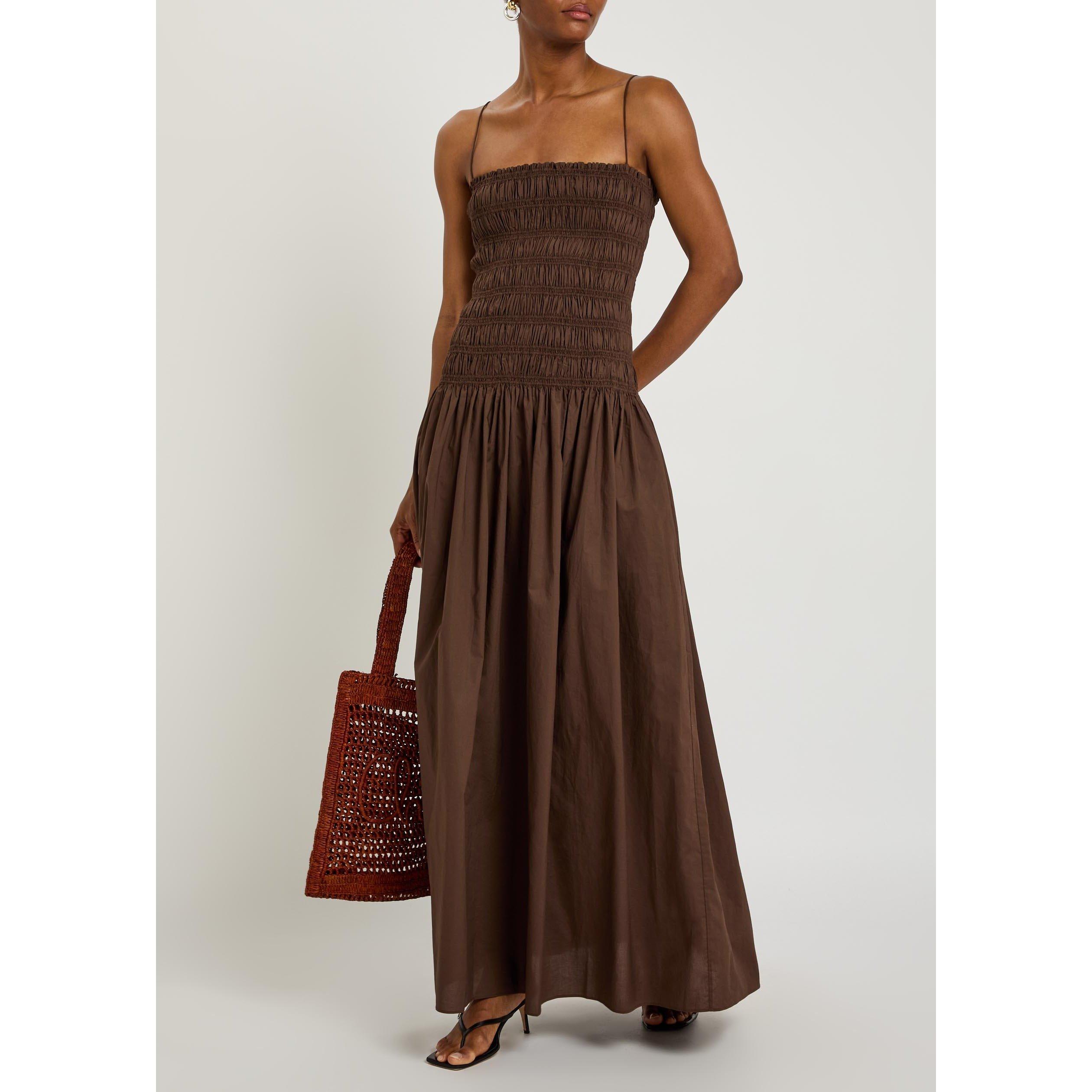 CHOCOLATE - Matteau - LD SHIRRED DROP WAIST DRESS - 5