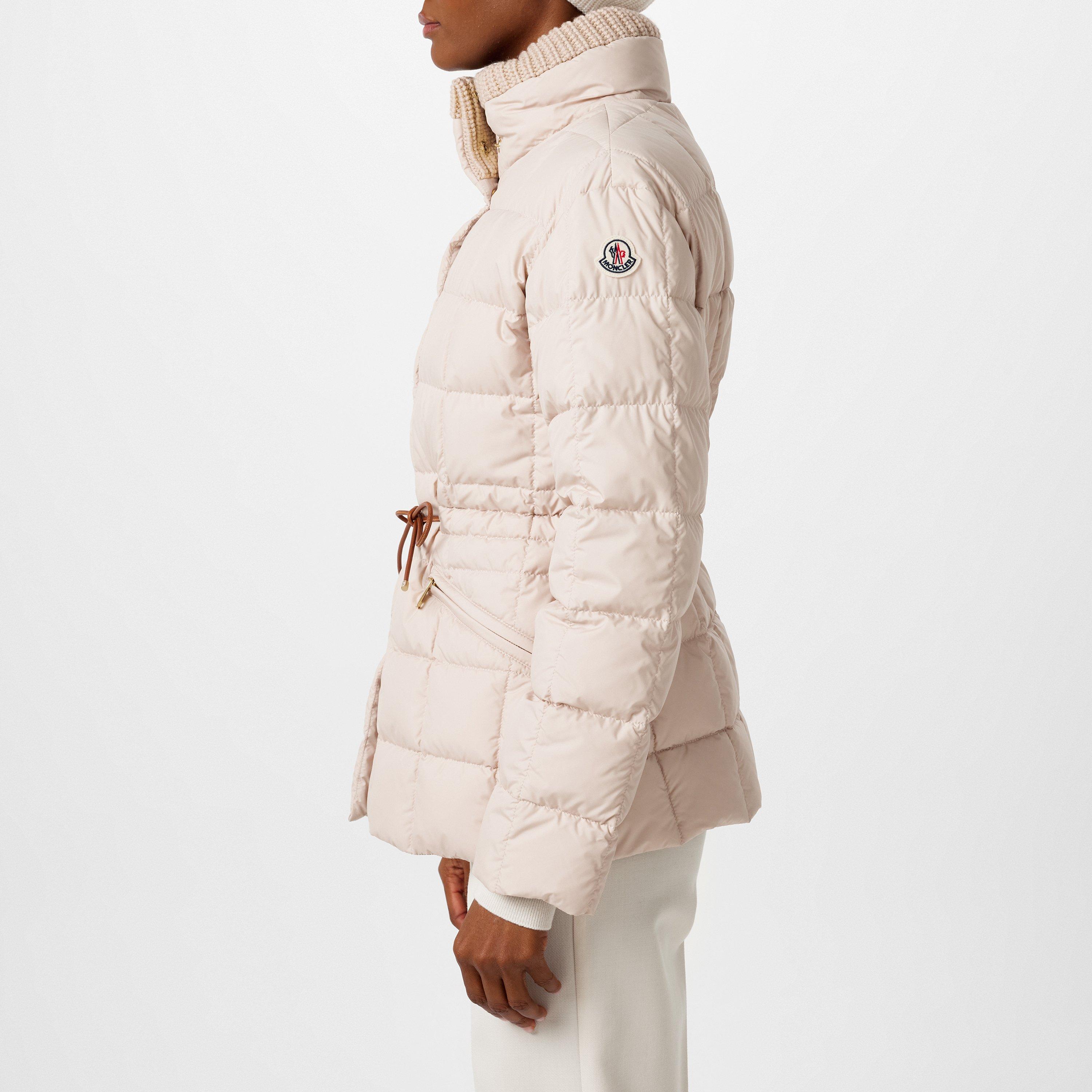 Beige Short Belted Puffer Jacket Belted Puffer Gilet Beige Short