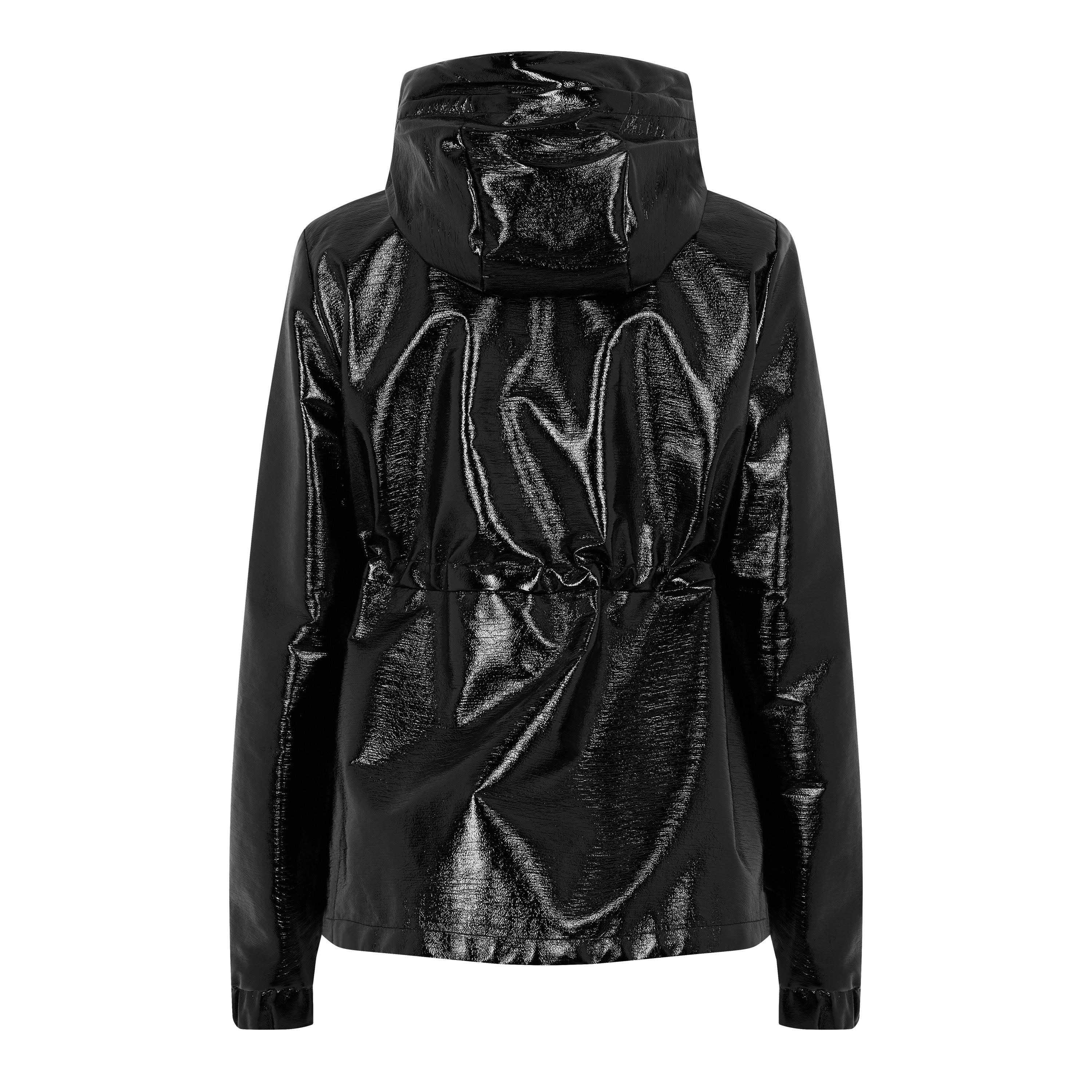 Black 999 - Moncler - Women's Angou Short Glossy Hooded Long Sleeve Parka - 5