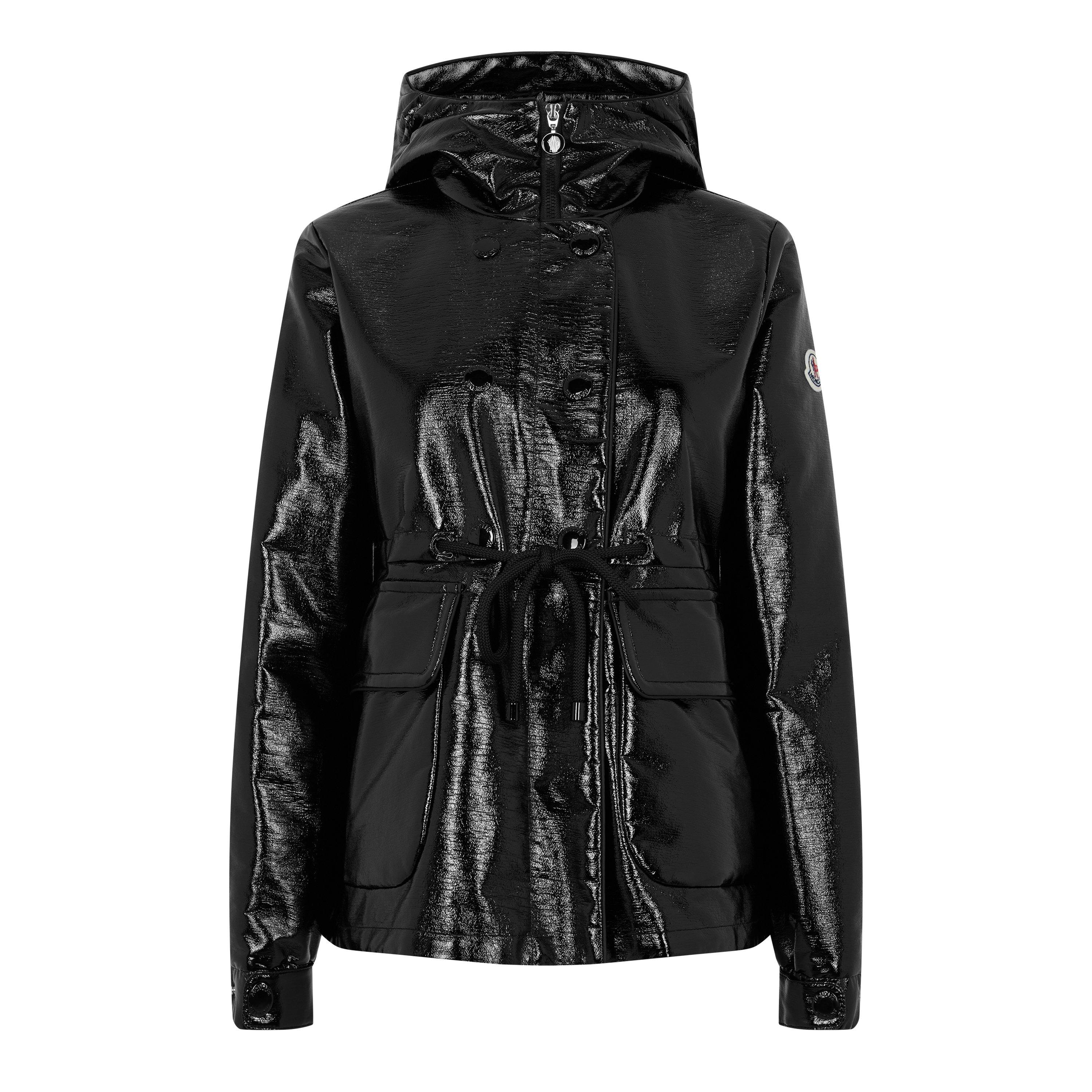 Black 999 - Moncler - Women's Angou Short Glossy Hooded Long Sleeve Parka - 6