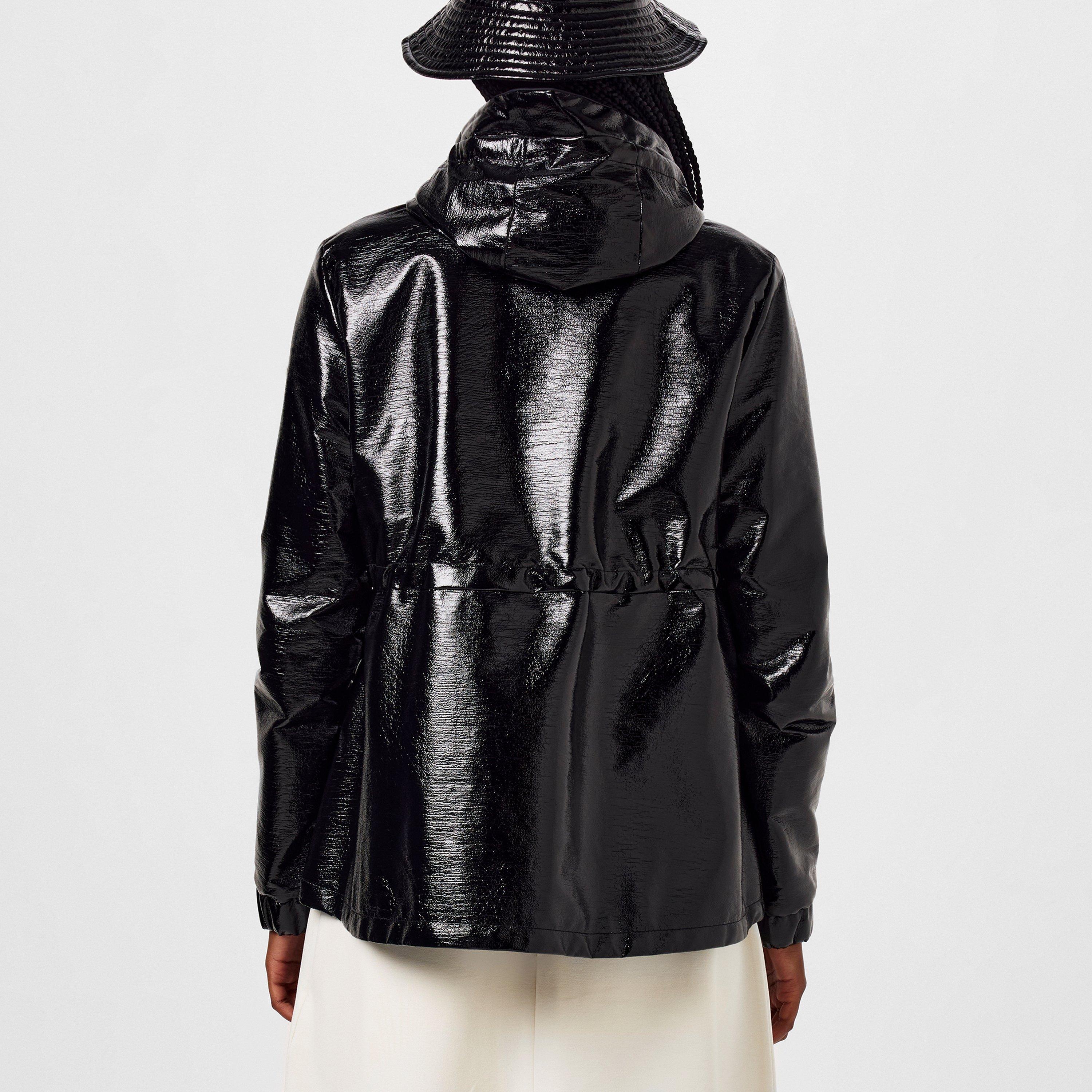 Black 999 - Moncler - Women's Angou Short Glossy Hooded Long Sleeve Parka - 3