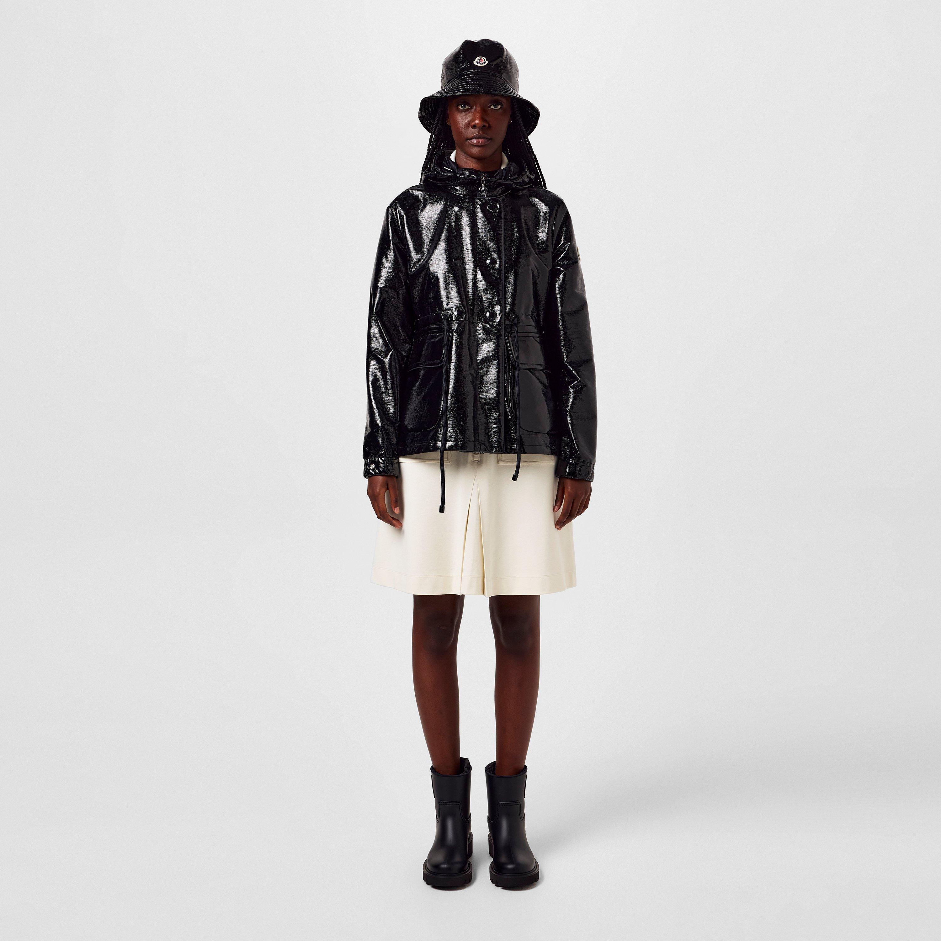 Black 999 - Moncler - Women's Angou Short Glossy Hooded Long Sleeve Parka - 4