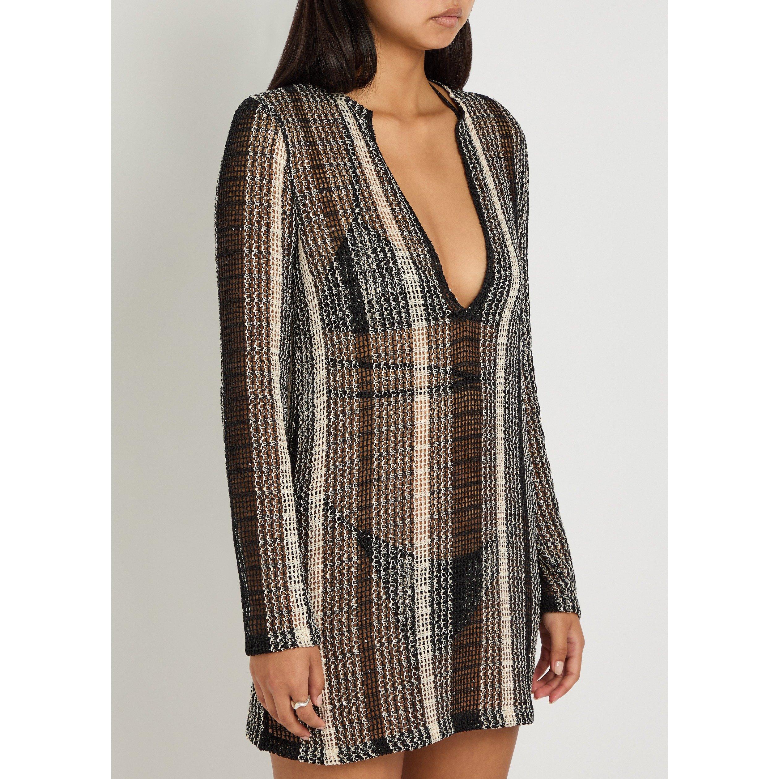 WHITE AND BLACK - Missoni - Women's Long-Sleeve Cotton Mini Dress - 2