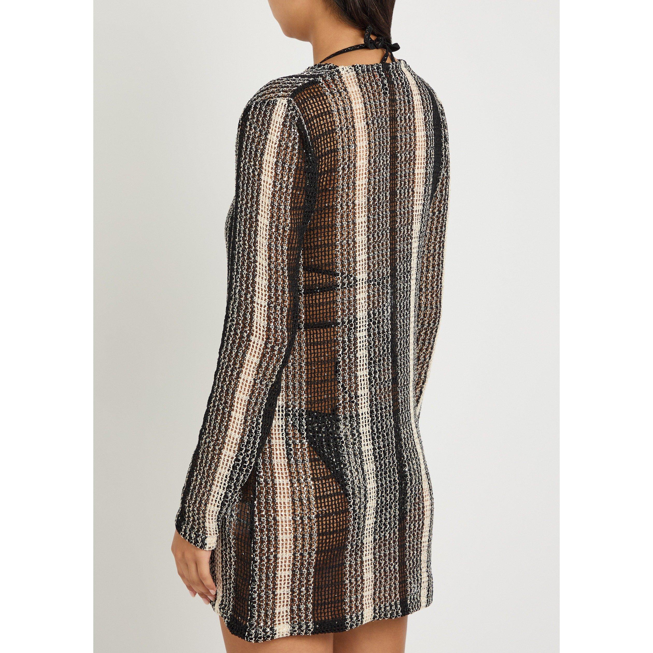 WHITE AND BLACK - Missoni - Women's Long-Sleeve Cotton Mini Dress - 3