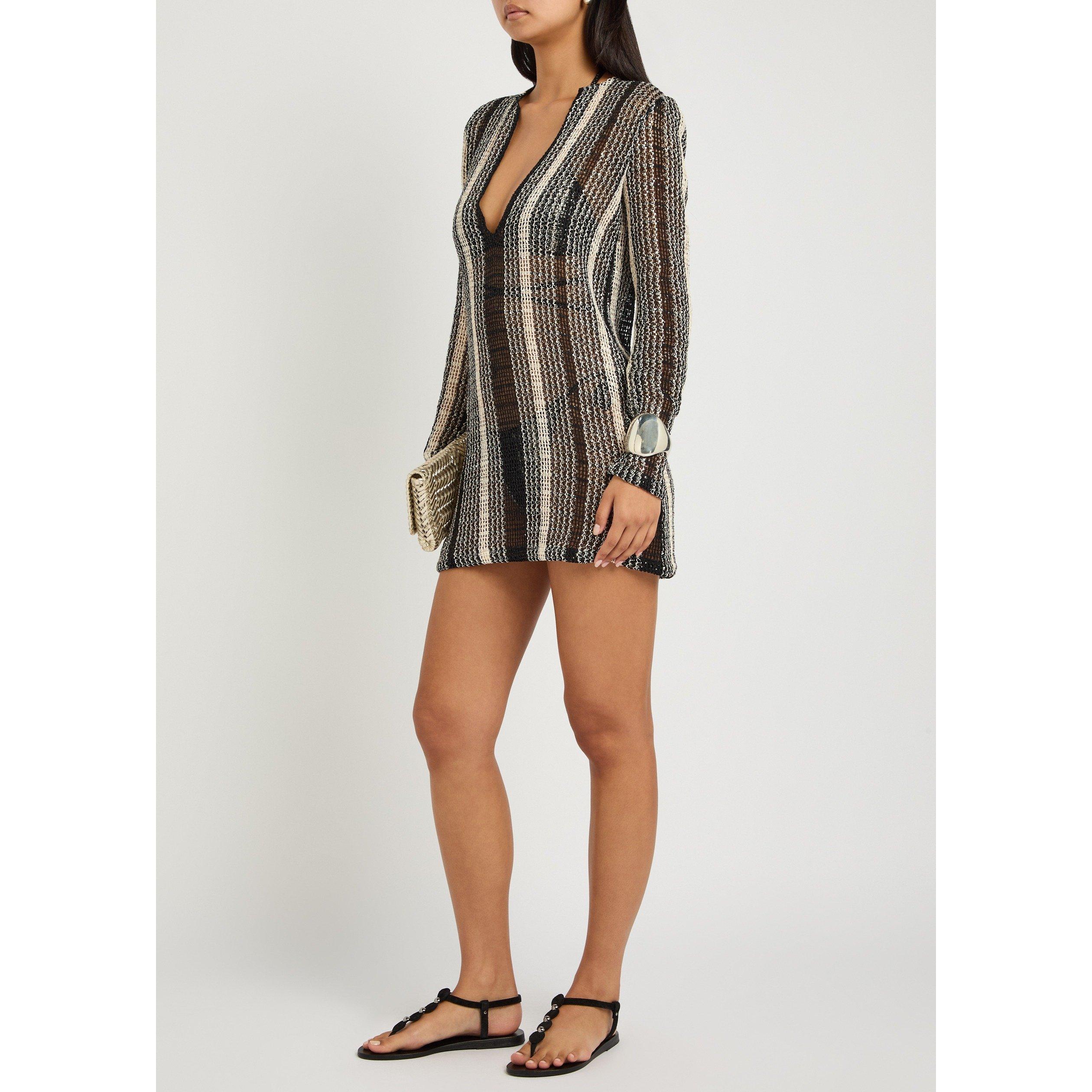 WHITE AND BLACK - Missoni - Women's Long-Sleeve Cotton Mini Dress - 5