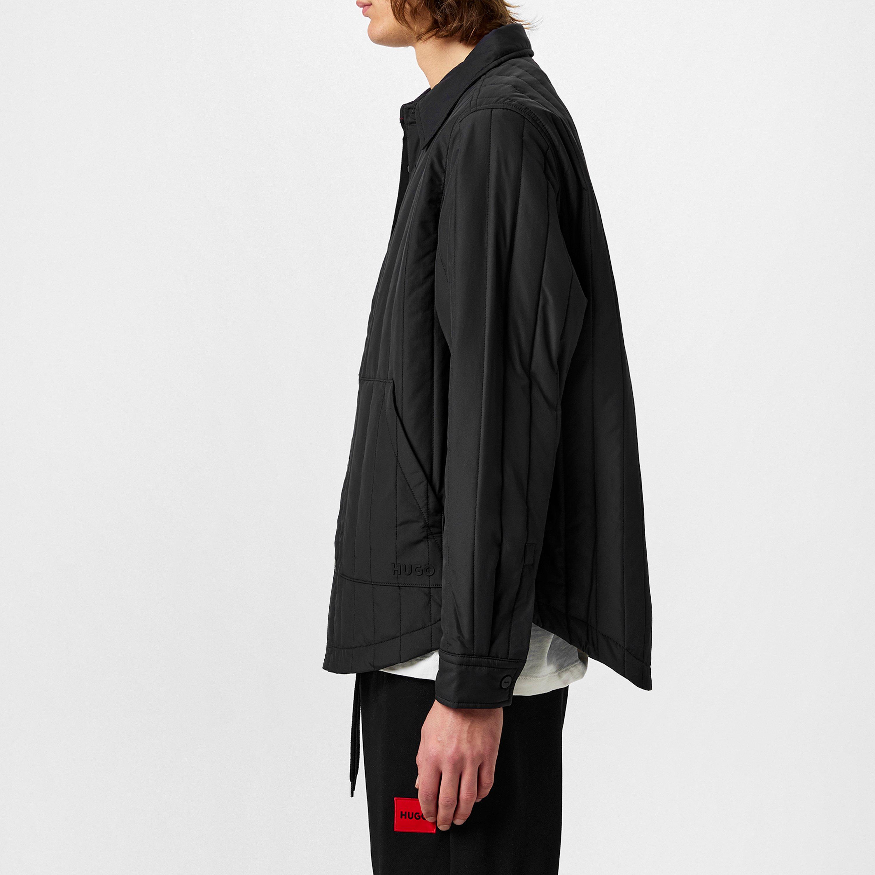 Black 001 - Hugo - Men's Ewel Padded Long Sleeve 2 Pockets Overshirt - 2