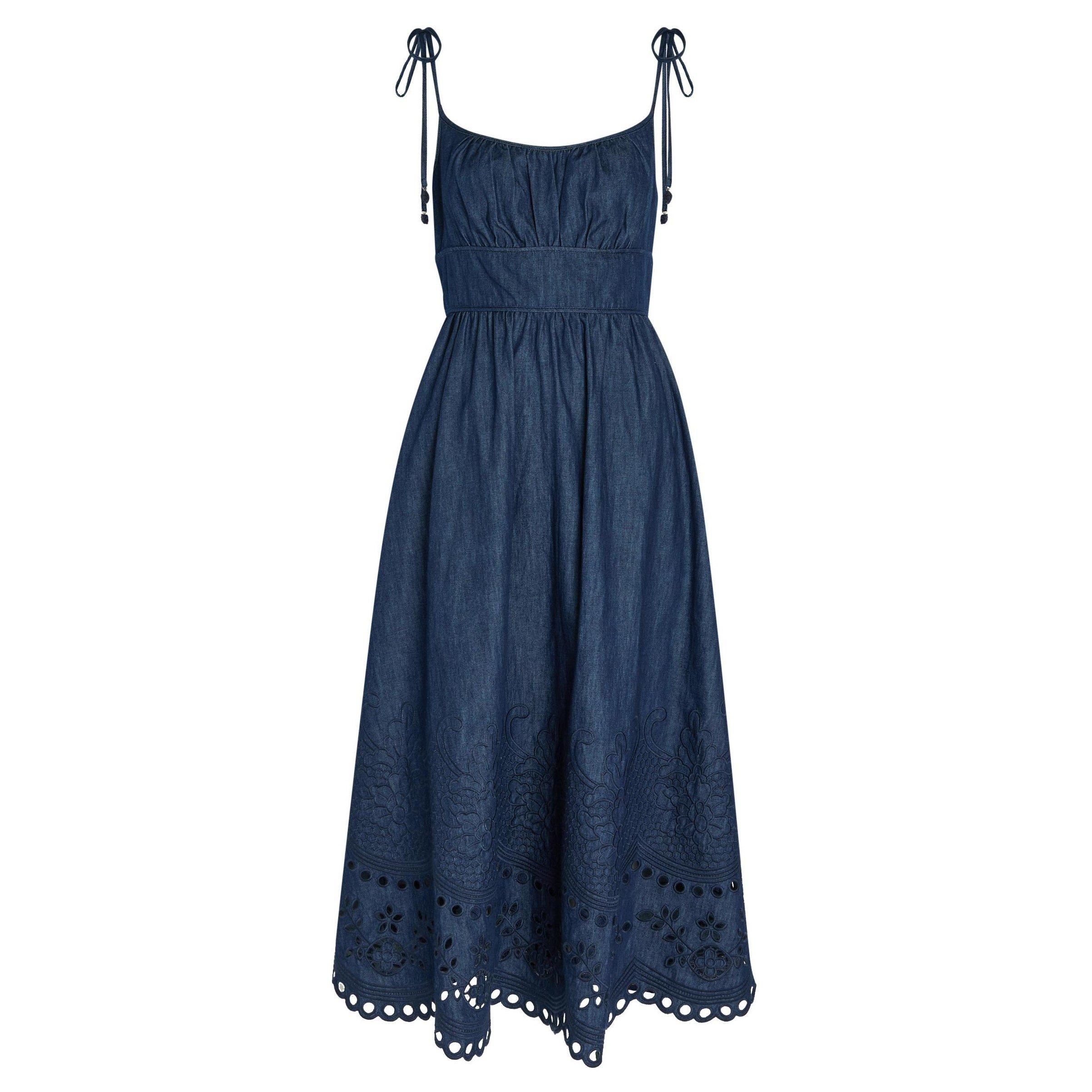 NAVY - Zimmermann - Mahon Broderie Denim Midi