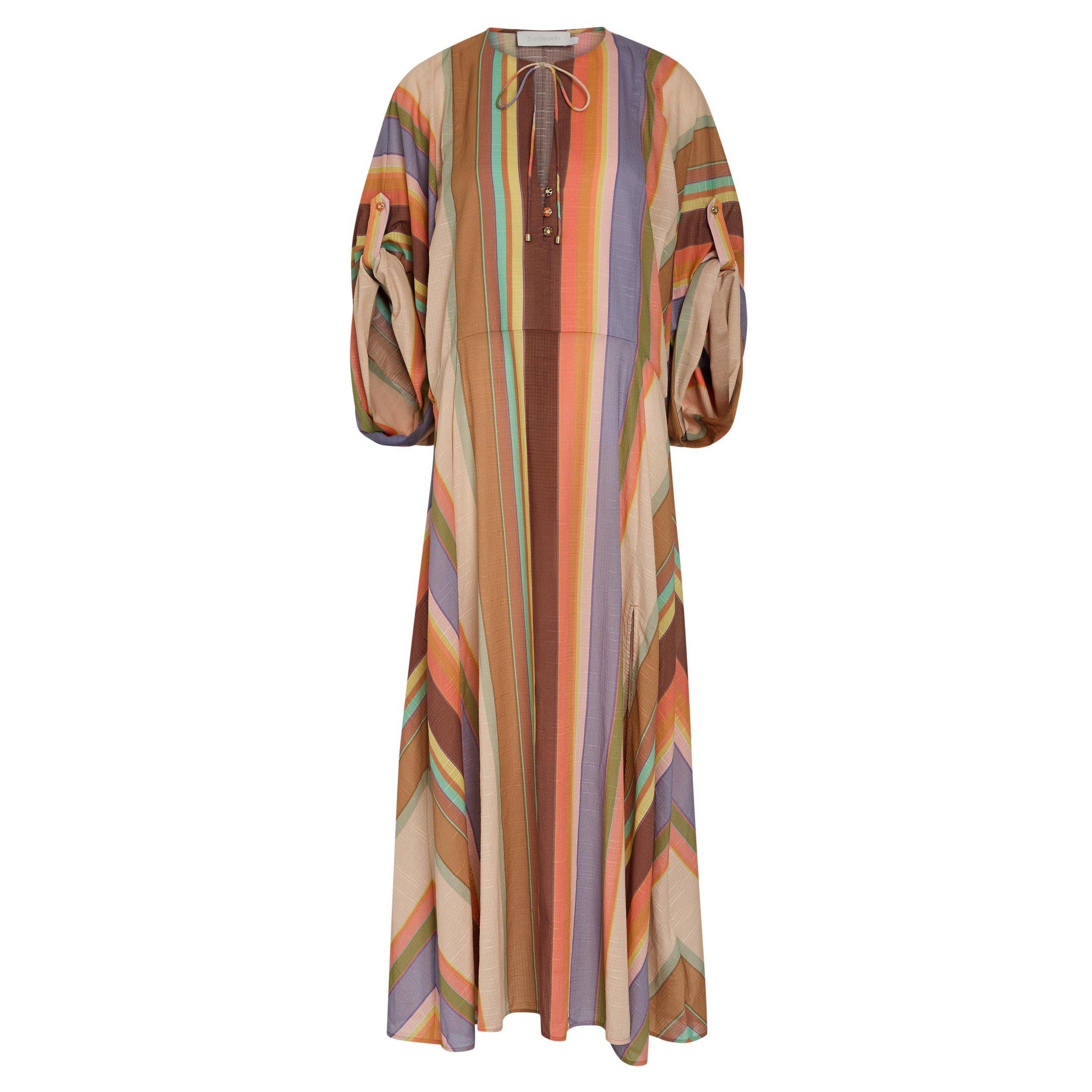Zimmermann Women's Solstice Striped Cotton Tunic Midi Dress